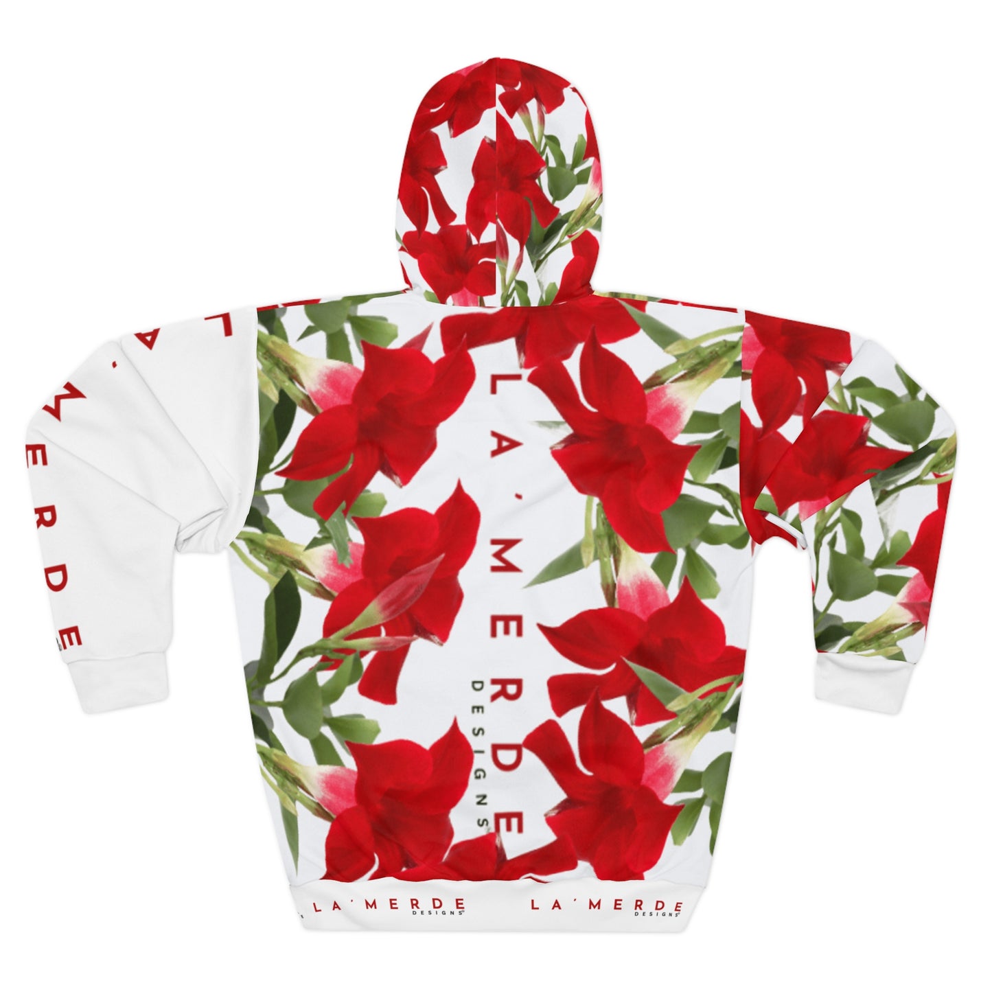 Unisex Pullover Hoodie: Brilliant Red Tropical Hibiscus
