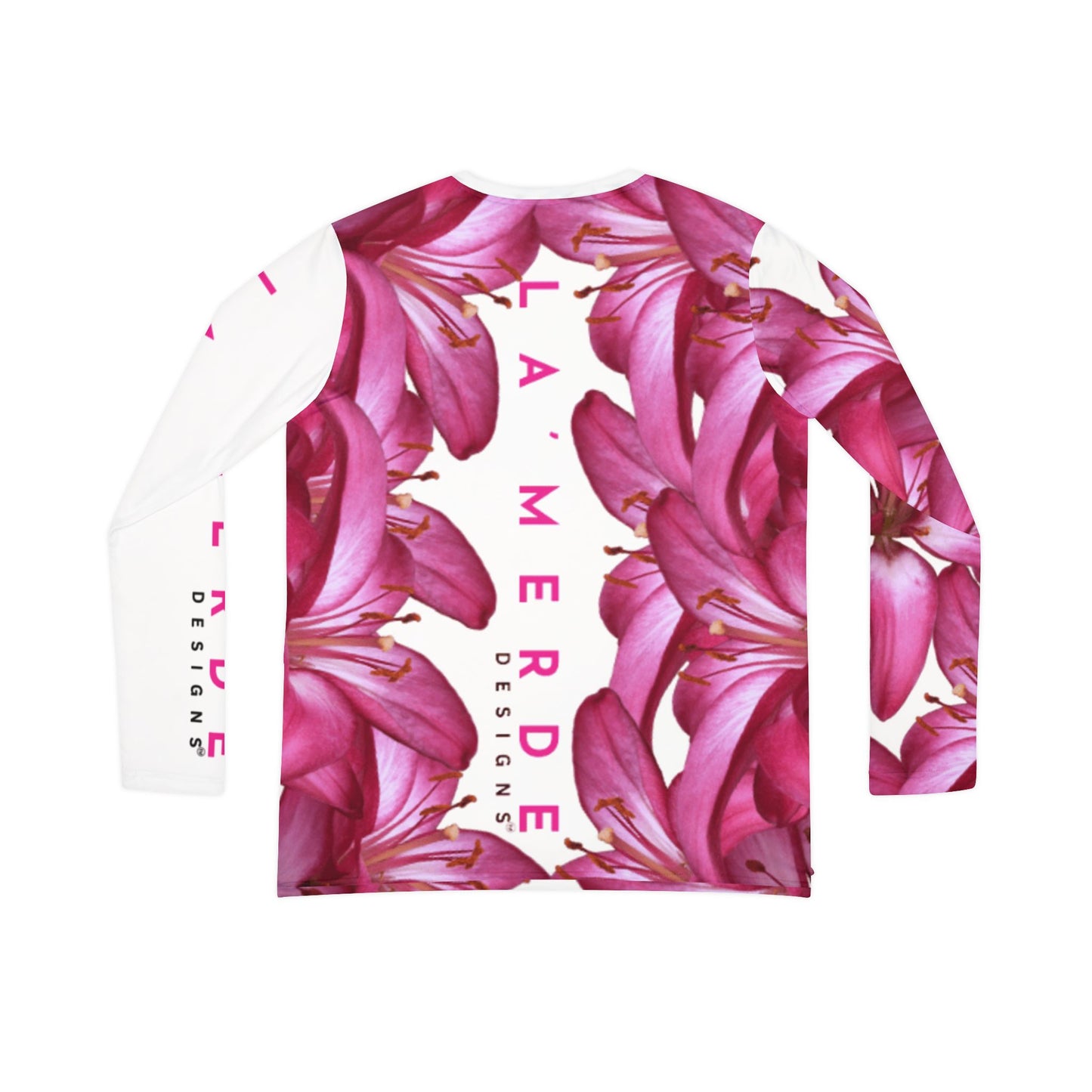 Women Long Sleeve V-Neck T-Shirt: Watercolor Pink Lily