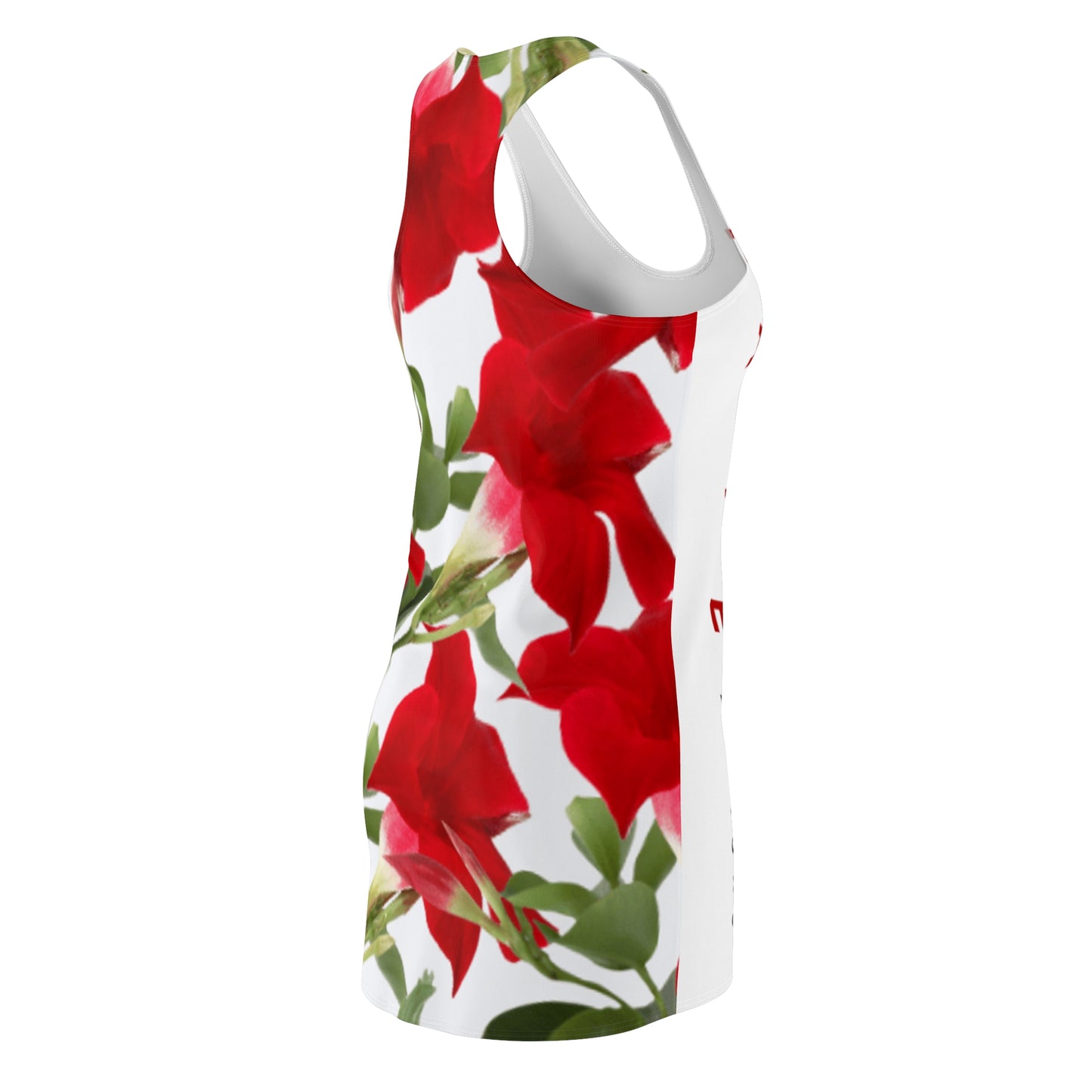 Racerback Mini Tank Dress: Brilliant Red Tropical Hibiscus
