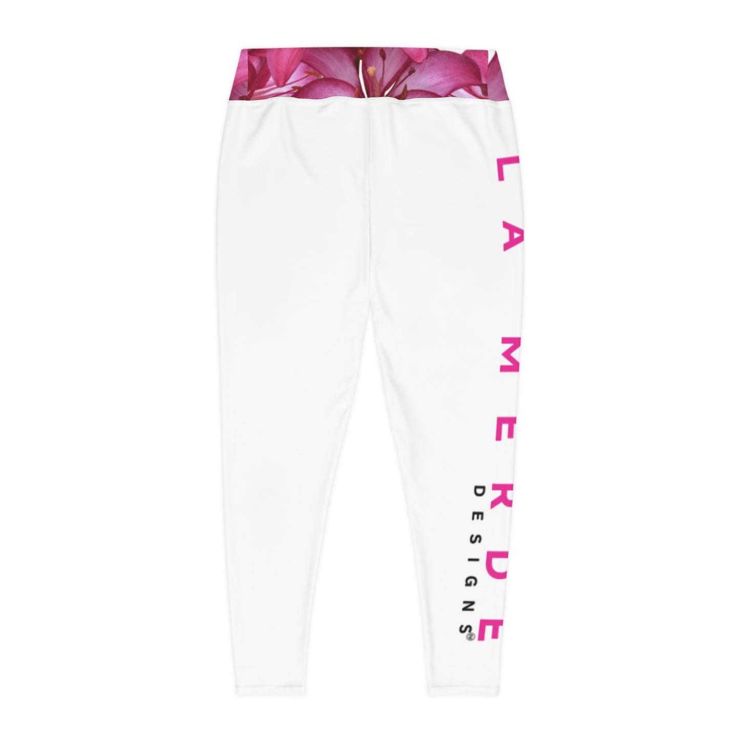 Plus Size Workout Leggins: Pink and White Logo