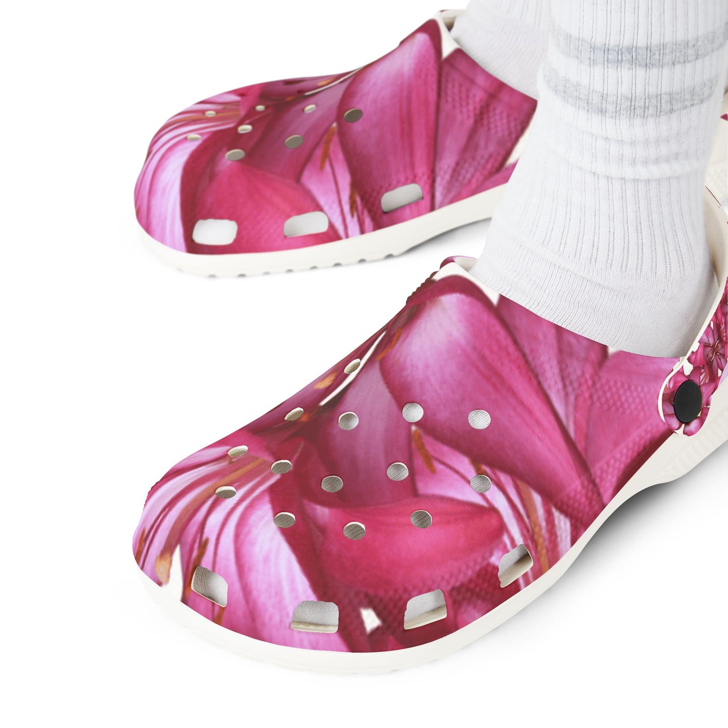 Beach & Travel Clogs: Watercolor Pink Lilly