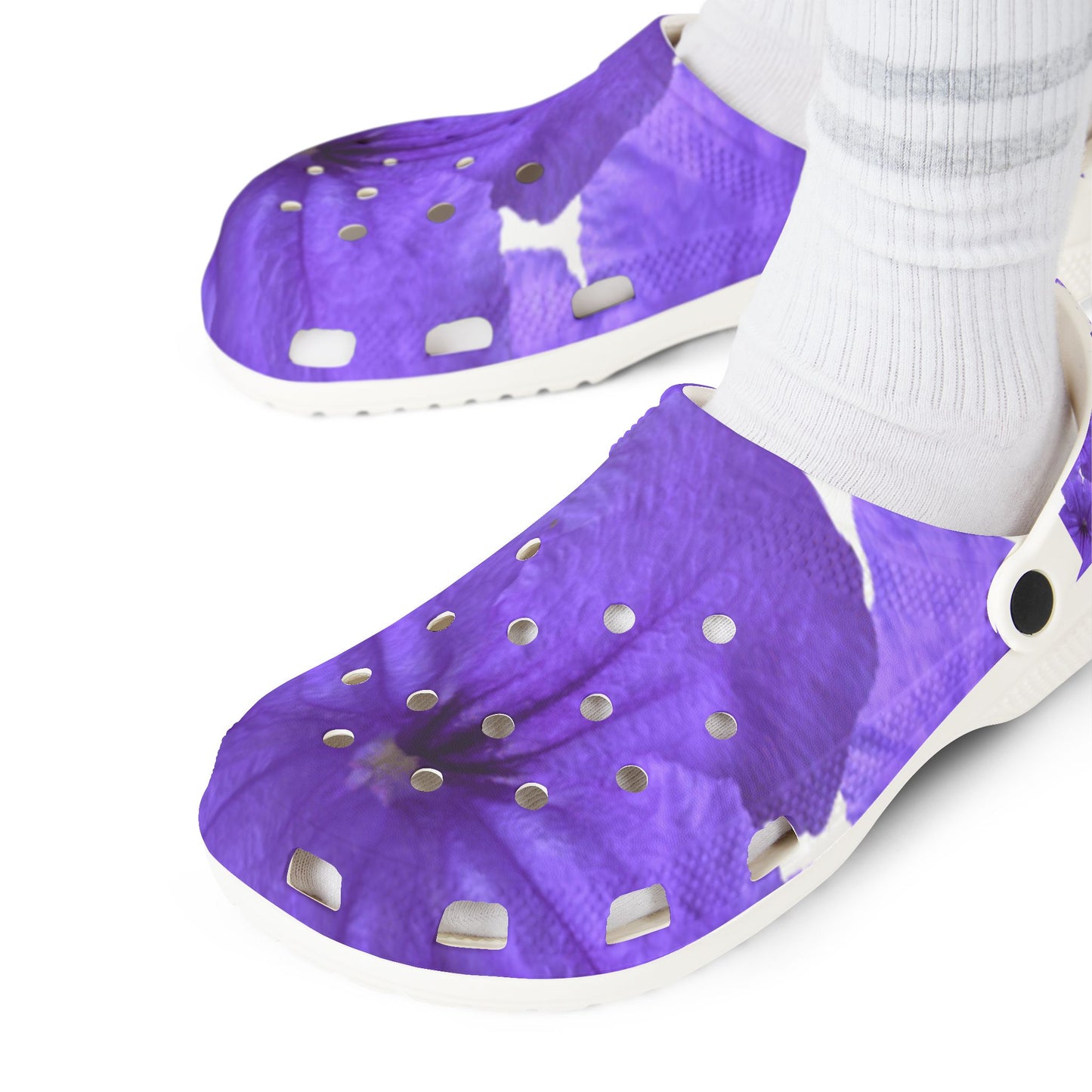 Beach & Travel Clogs: Watercolor Purple Ruellia Tuberosa