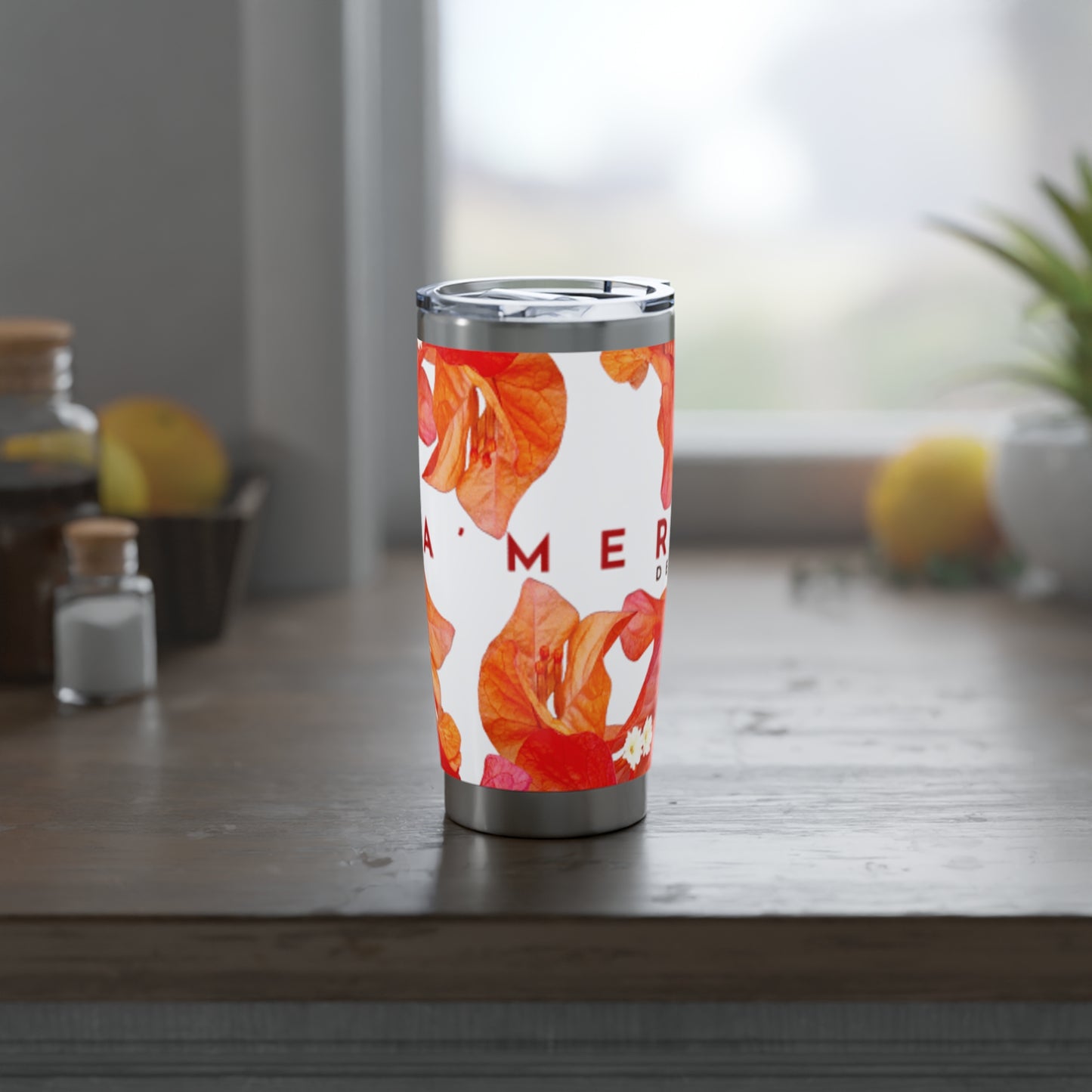 Vagabond 20oz Tumbler: Brilliant Red, Pink & Orange Bougainvillea