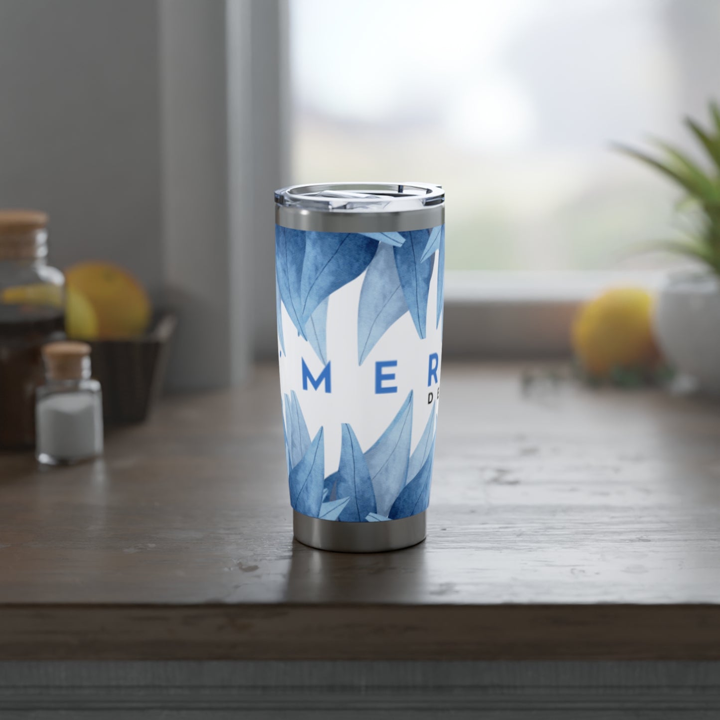 Vagabond 20oz Tumbler: Watercolor Blue Leaf Seaweed