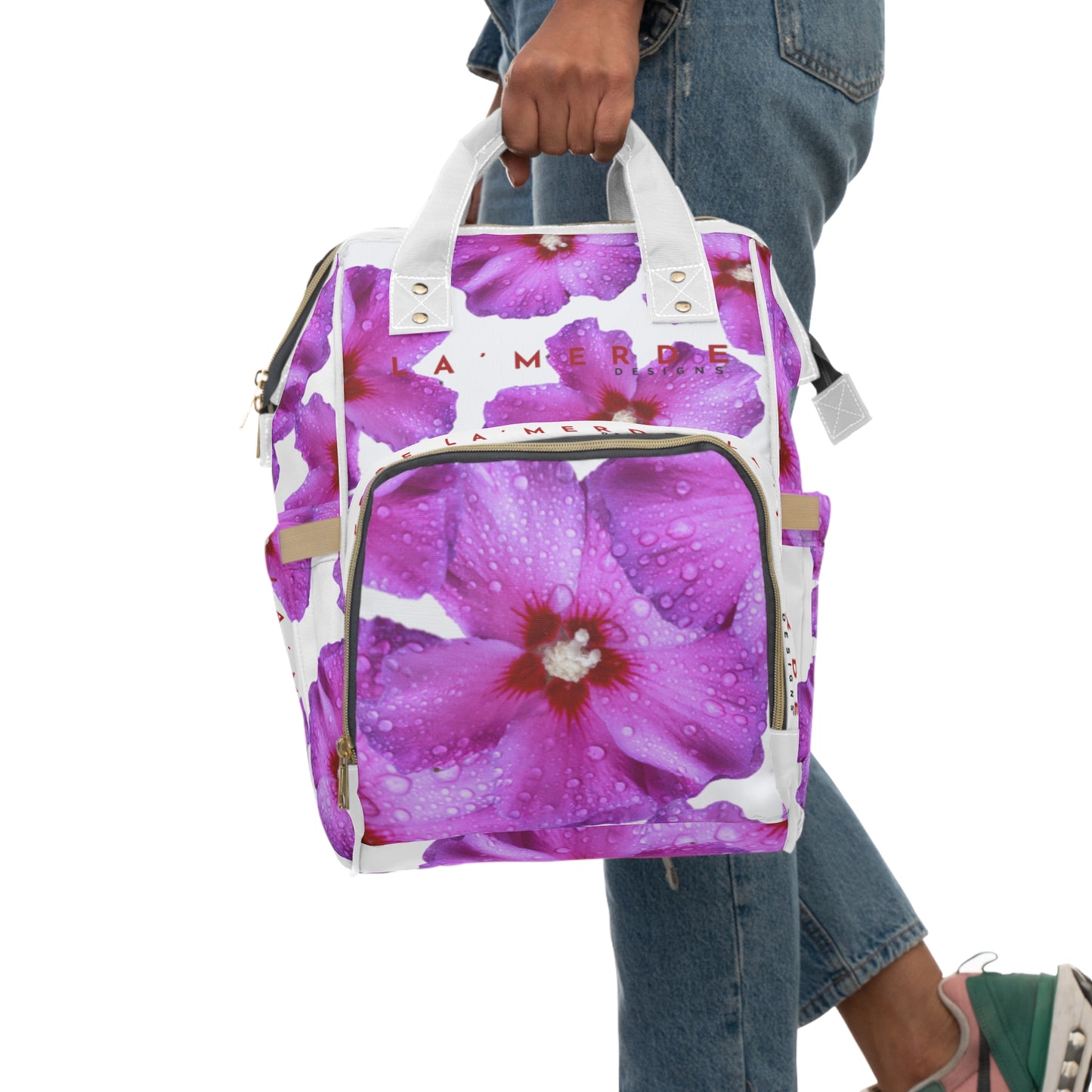 Multifunctional Backpack: Brilliant Purple and Red Hibiscus Syriacus L