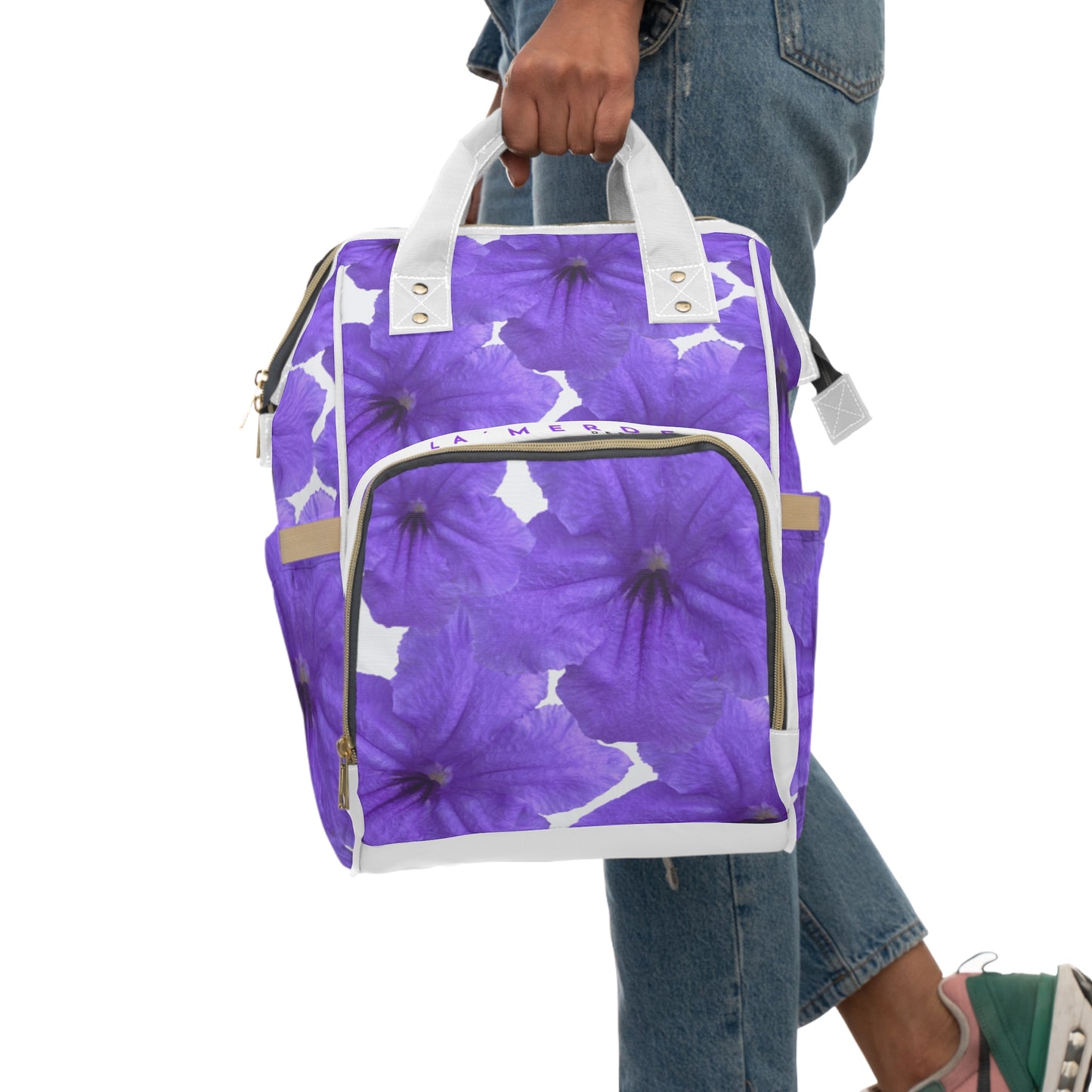 Multifunctional Backpack: Watercolor Purple Ruellia Tuberosa