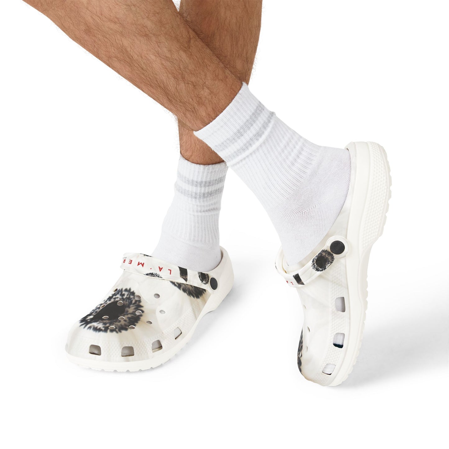 Beach & Travel Clogs: Watercolor Black and White Anemone Carmel