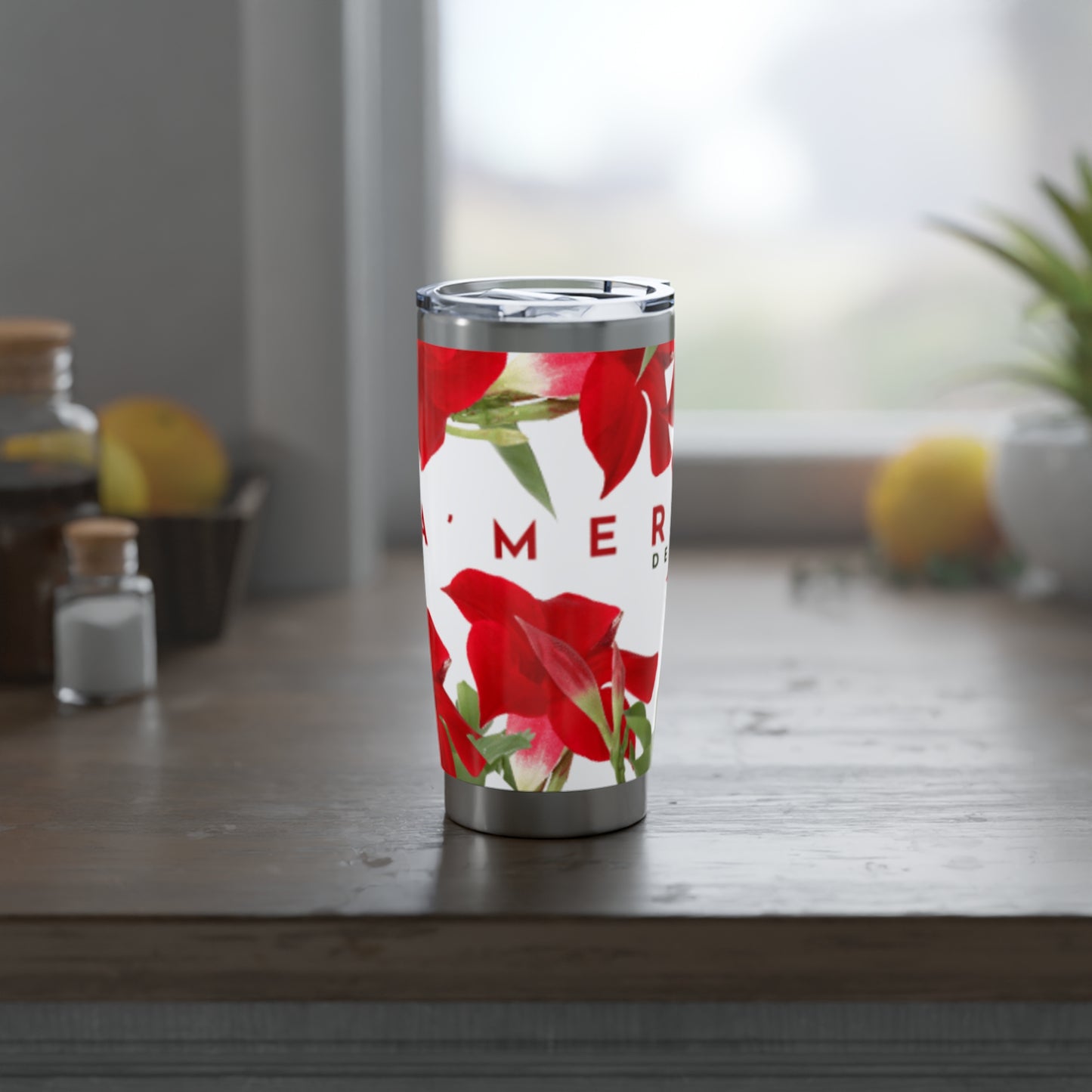 Vagabond 20oz Tumbler: Brilliant Red Tropical Hibiscus