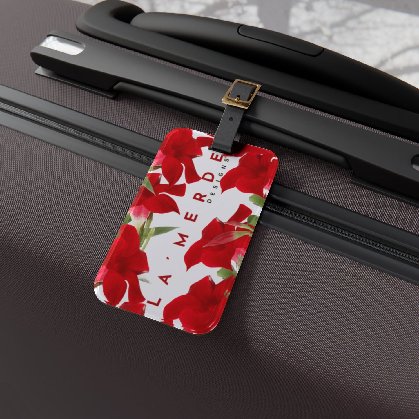 Luggage Tag: Brilliant Red Tropical Hibiscus