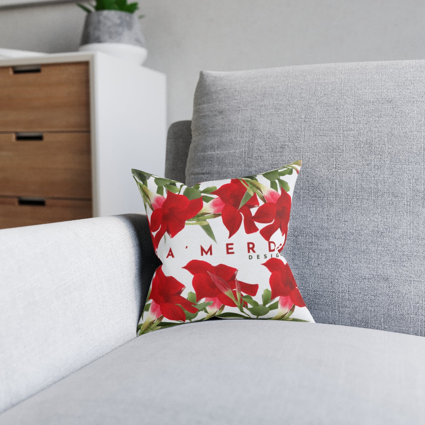 Pillow / Travel or Home Decor: Brilliant Red Tropical Hibiscus