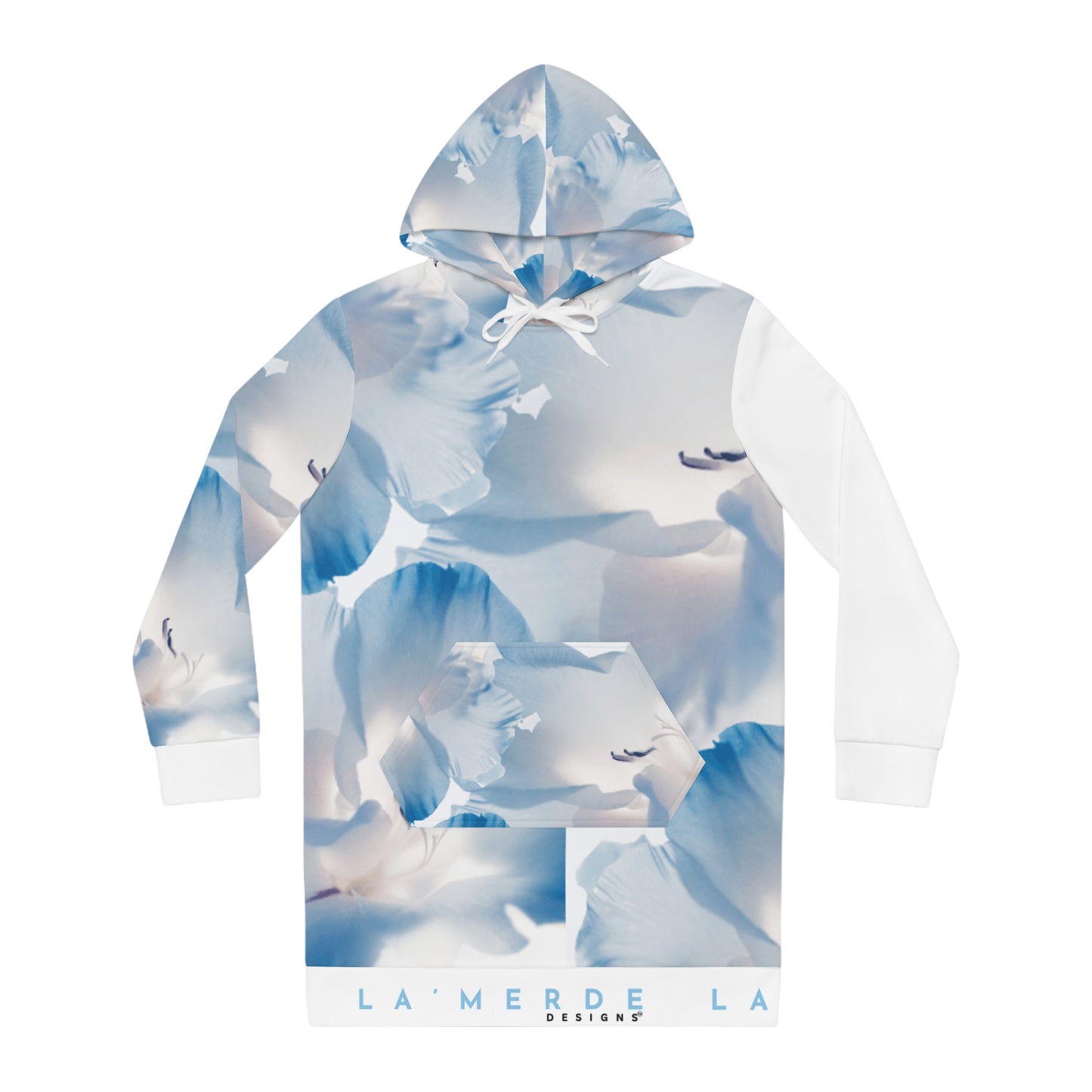 Long Sleeve Hoodie Mini Dress: Watercolor Light Blue Menzies Baby Eyes