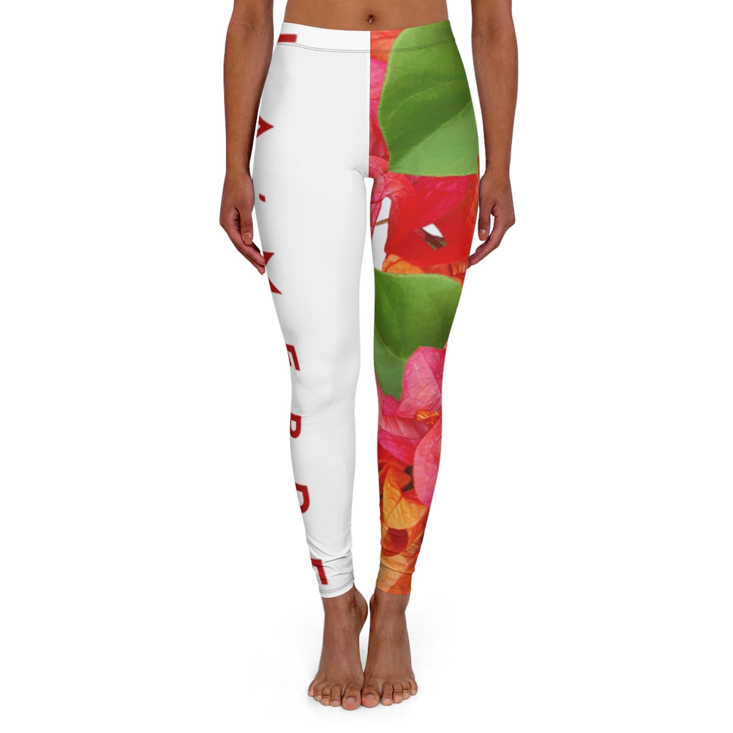 Yoga Leggins: Brilliant Red, Pink & Orange Bougainvillea