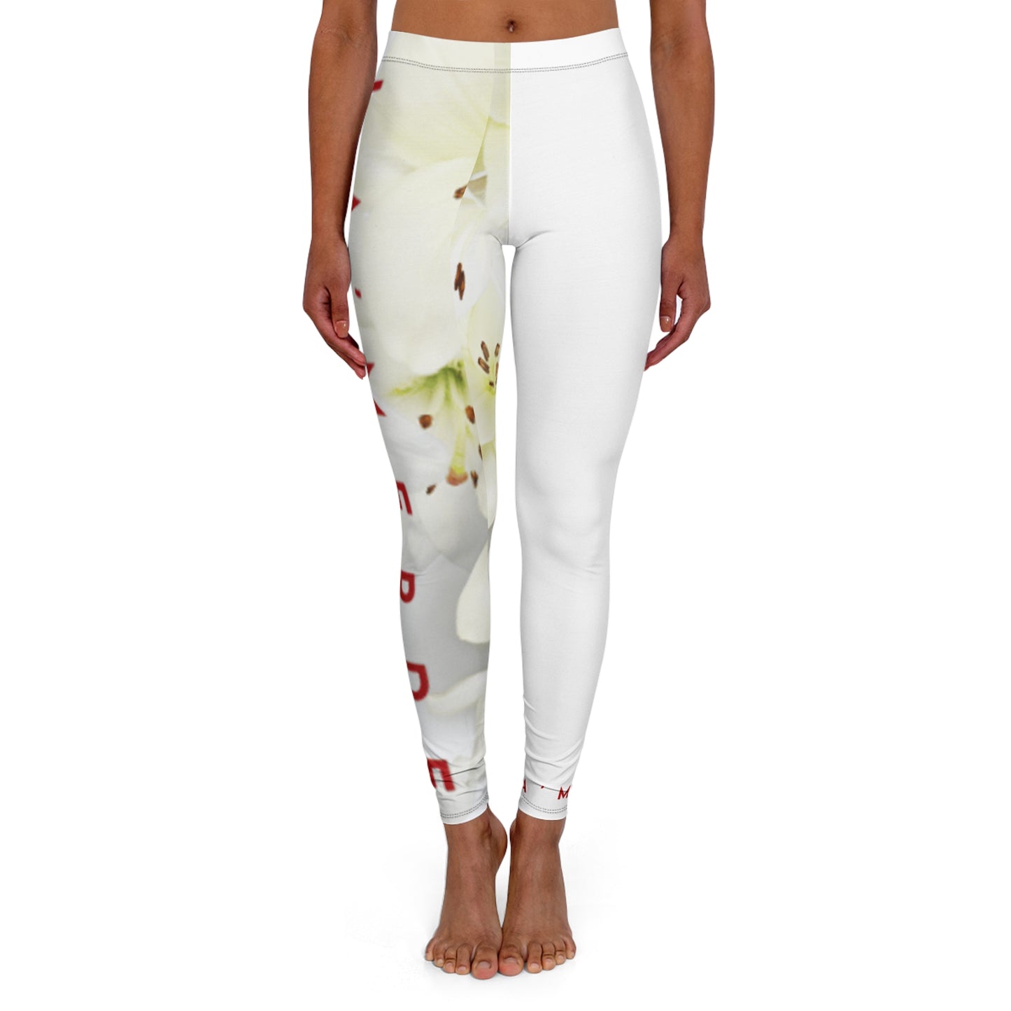 Yoga Leggins: Watercolor White Day Lilly