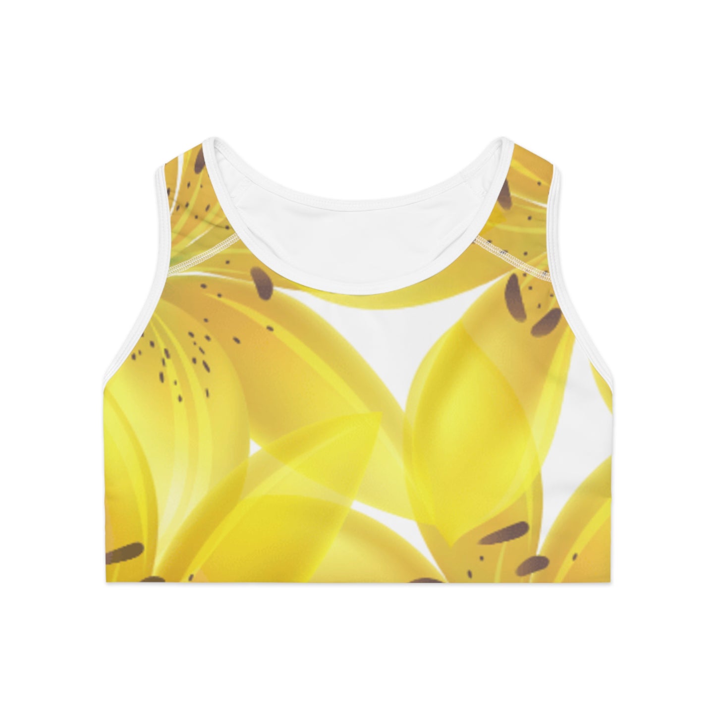 Workout Sports Bra: Watercolor Yellow Lilium Lilly