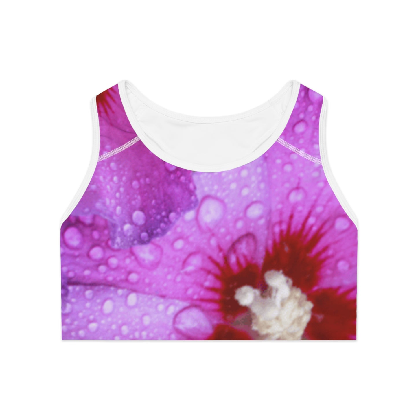 Workout Sports Bra: Brilliant Purple and Red Hibiscus Syriacuss L.