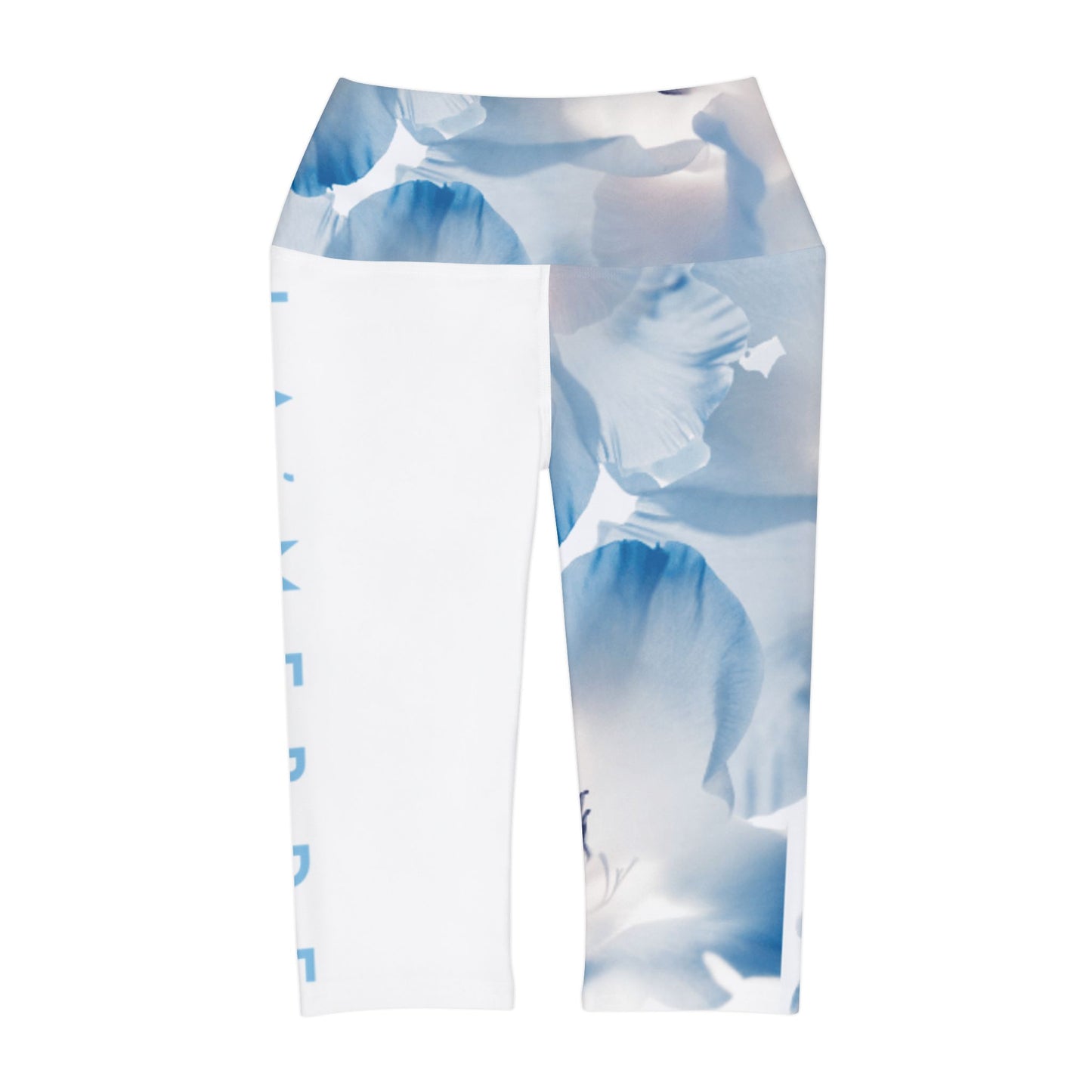 Capri Yoga Leggins: Watercolor Blue Leaf Seaweed