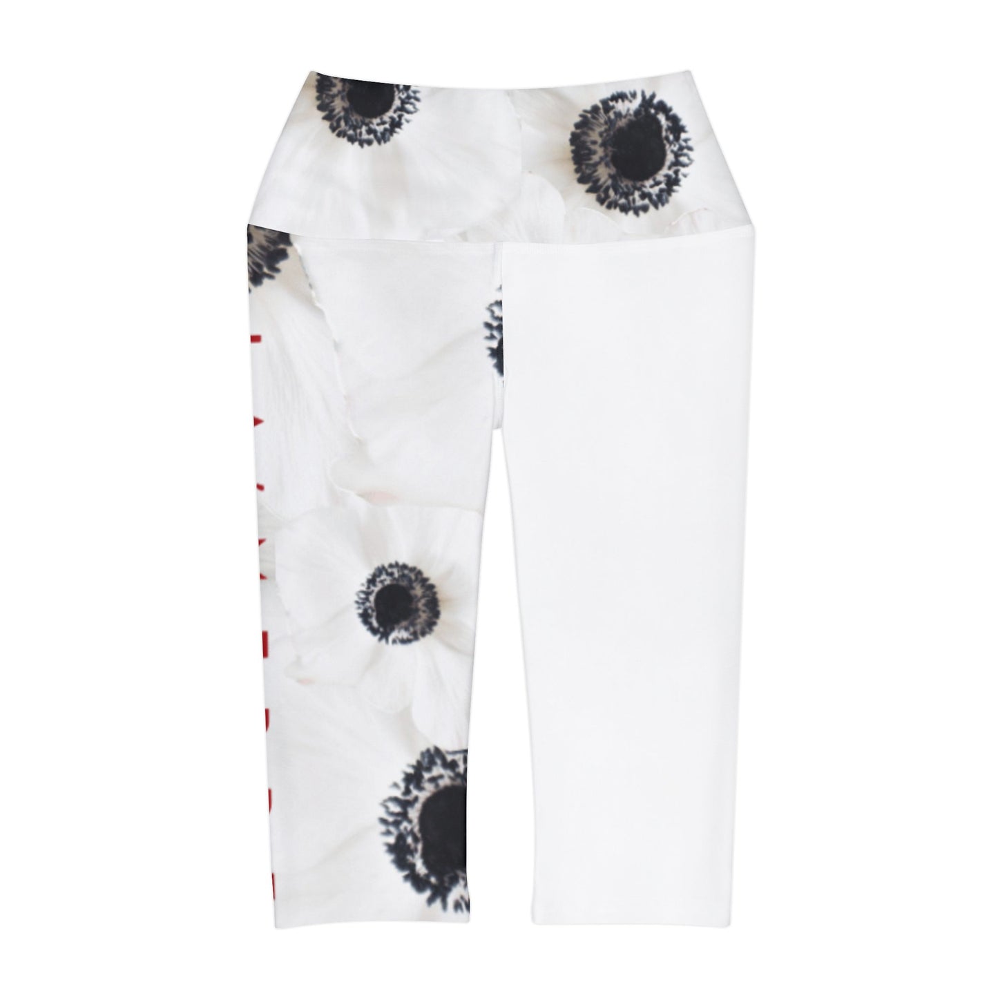 Capri Yoga Leggins: Watercolor Black and White Anemone Carmel