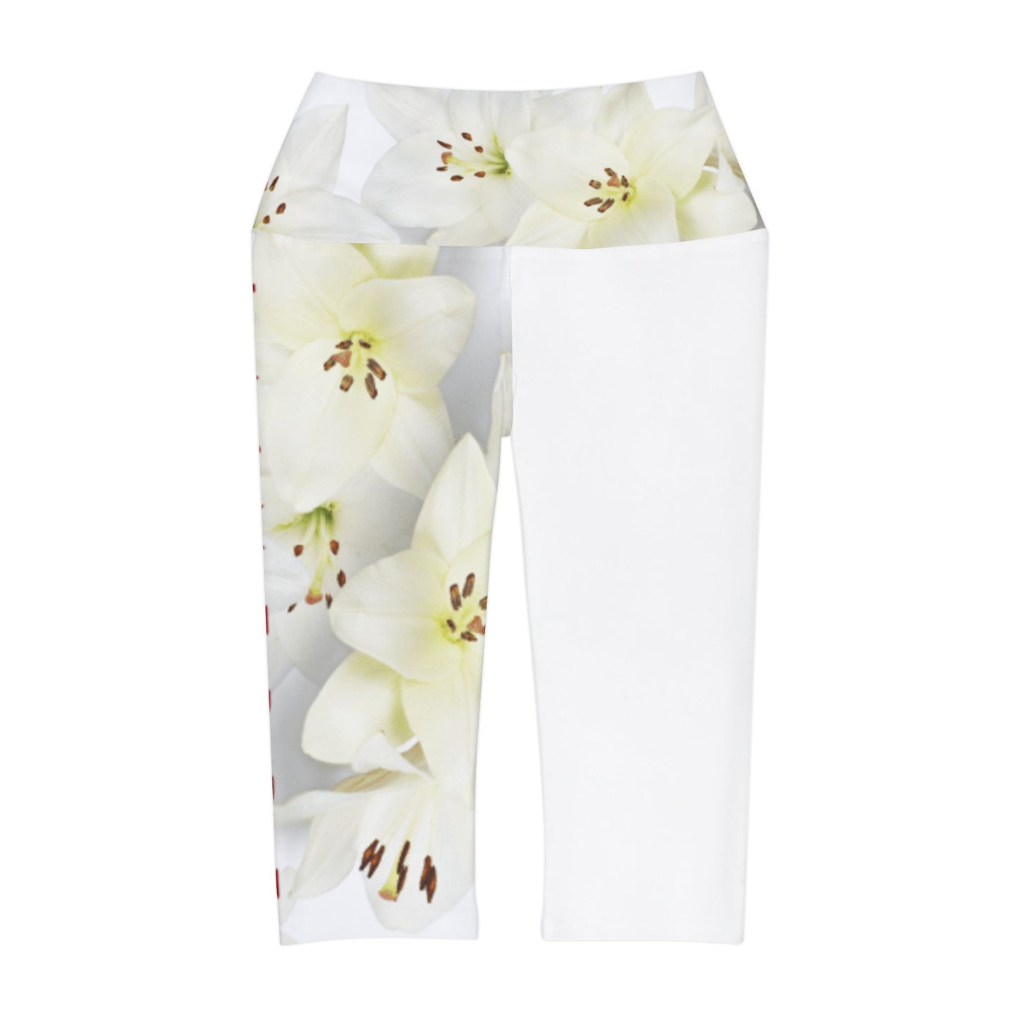 Capri Yoga Leggins: Watercolor White Day Lily