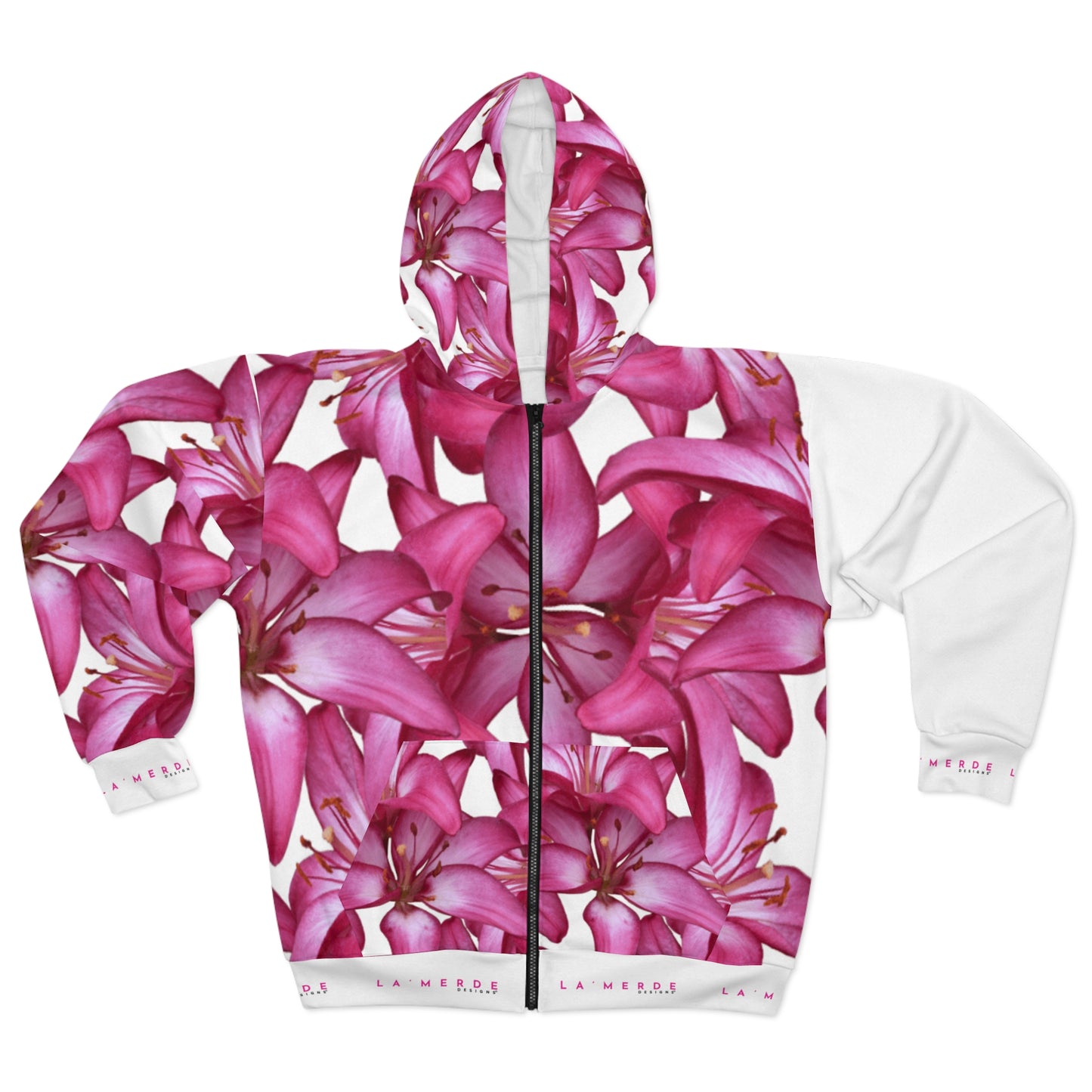 Unisex Zip-up Hoodie: Watercolor Pink Lily