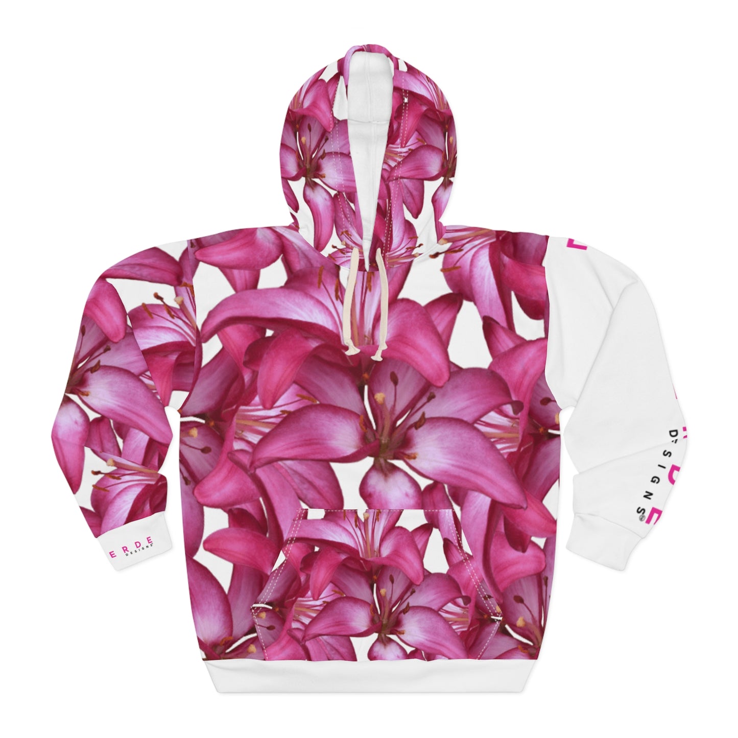 Unisex Pullover Hoodie: Watercolor Pink Lily