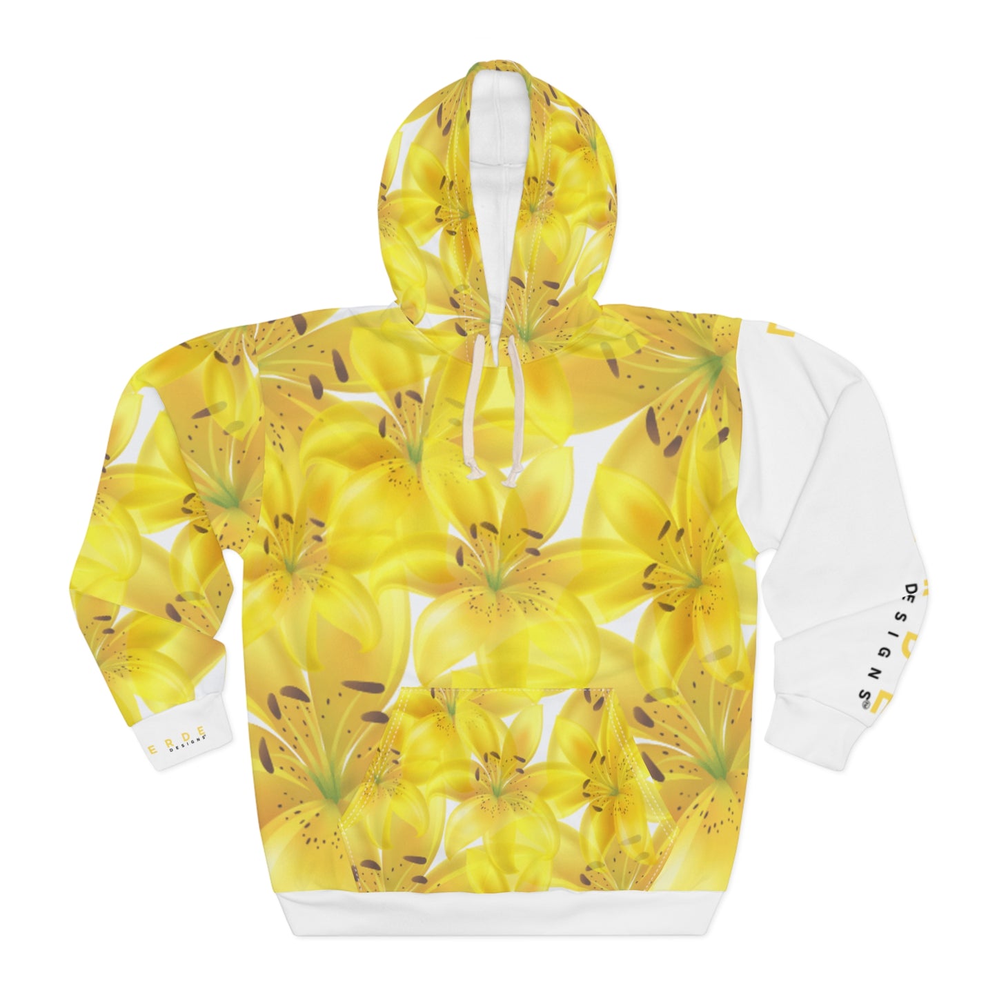 Unisex Pullover Hoodie (center): Watercolor Yellow Lilium Lily