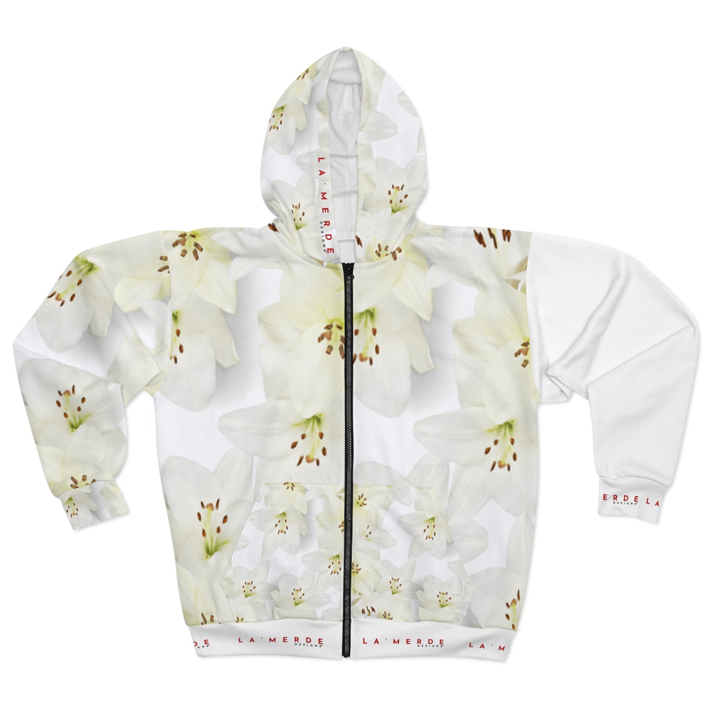 Unisex Zip-up Hoodie: Watercolor White Day Lilly