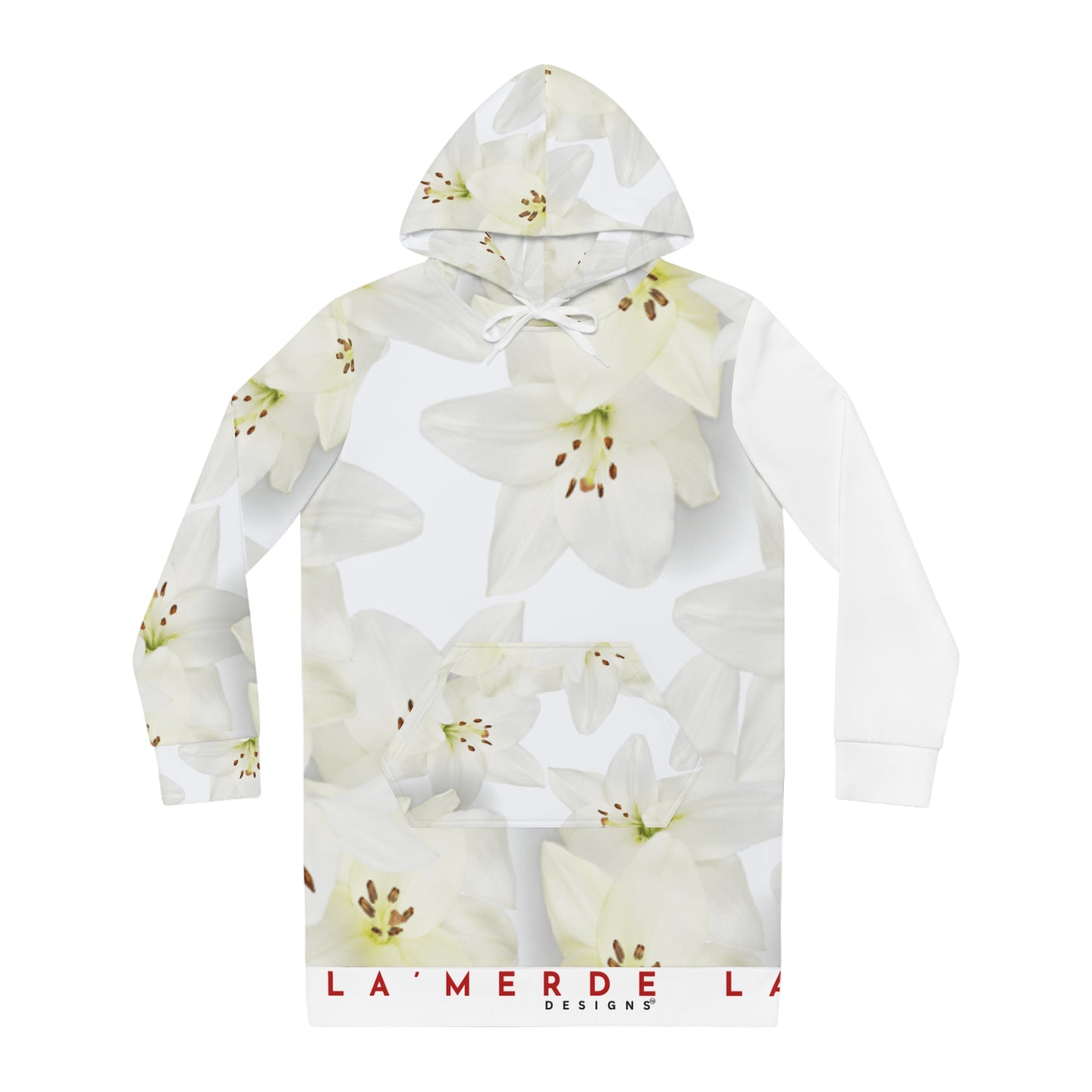 Long Sleeve Hoodie Mini Dress: Watercolor Day Lily