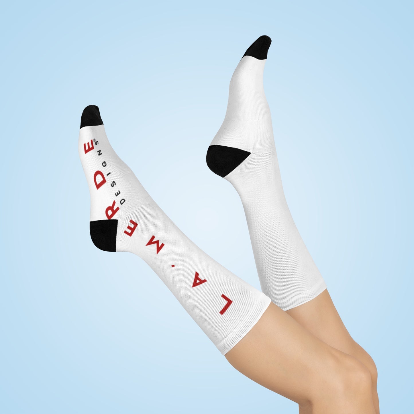 Cushioned Crew Socks: Brilliant Red Tropical Hibiscus