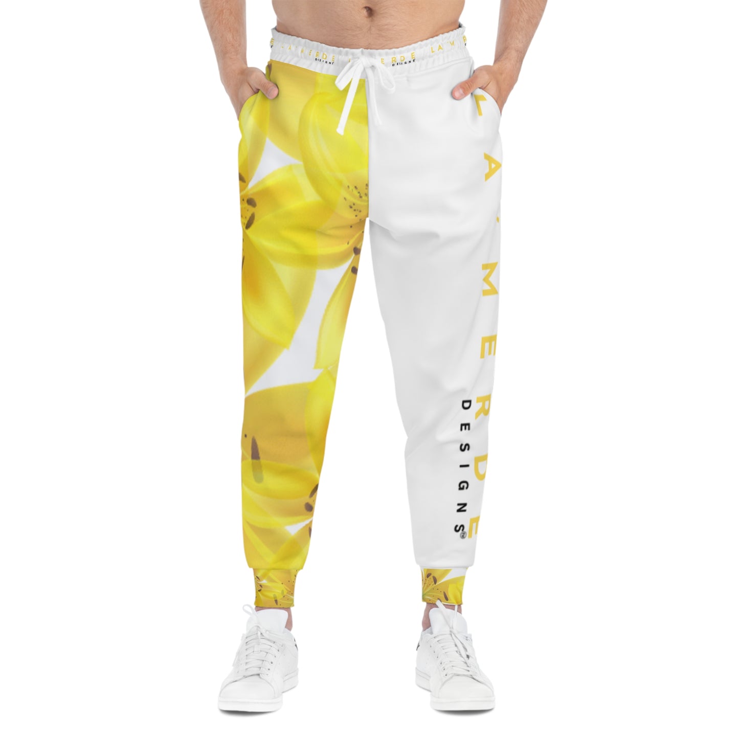 Unisex Athletic Fit Jogging Pants: Watercolor Yellow Lilium Lily