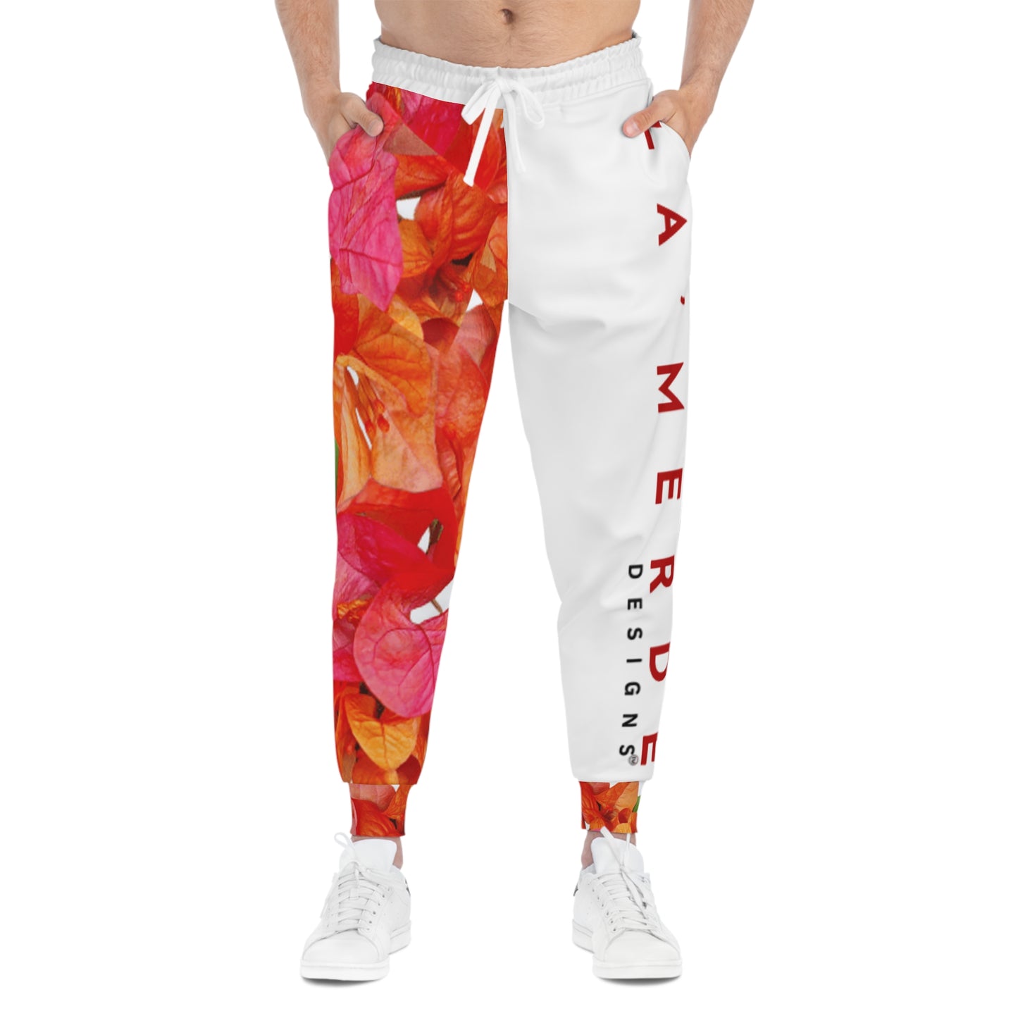 Unisex Athletic Fit Jogging Pants: Brilliant Red, Pink & Orange Bougainvillea