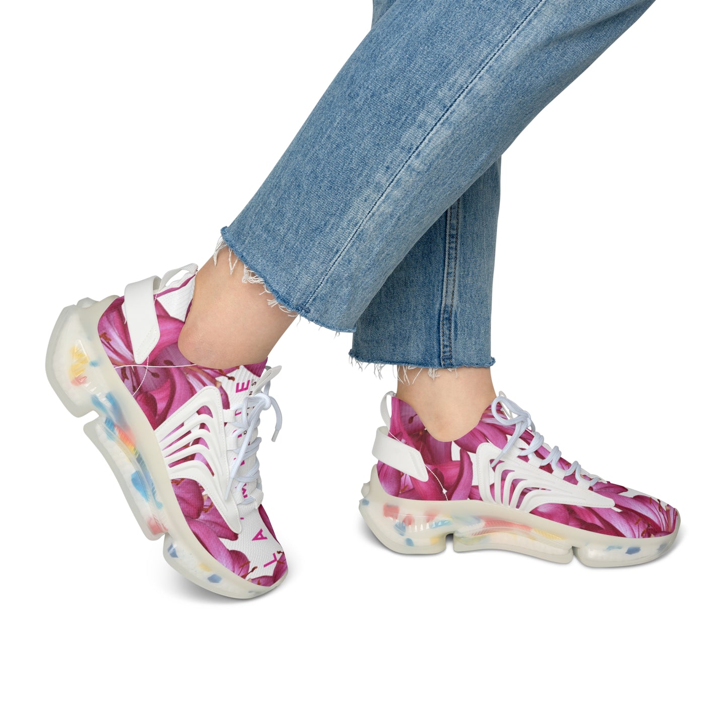 Women Mesh Sneakers: Watercolor Pink Lily