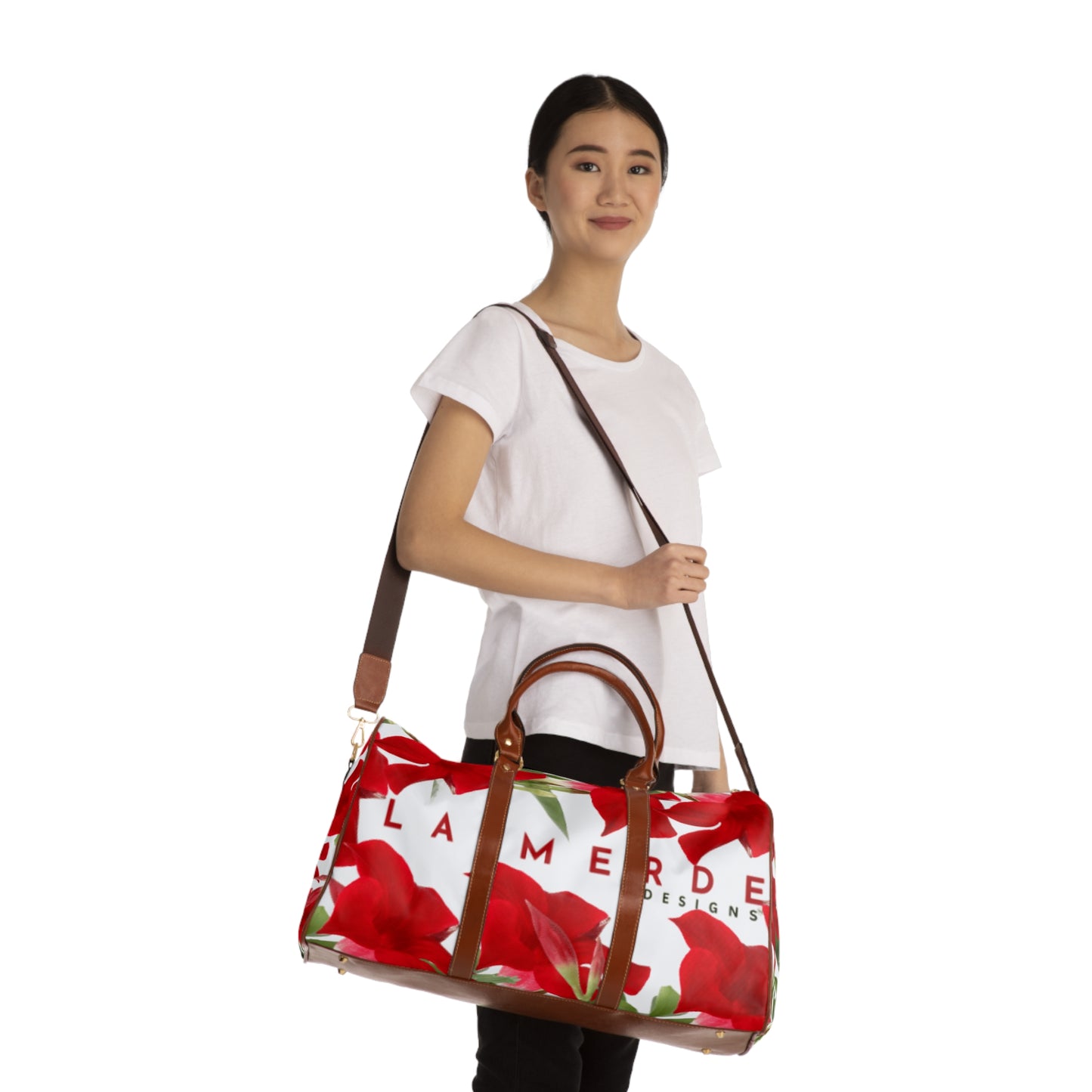 Weekender Duffle Bag: Brilliant Red Tropical Hibiscus