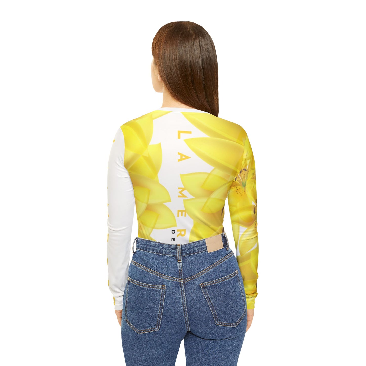 Women Long Sleeve V-Neck T-Shirt: Watercolor Yellow Lilium Lily