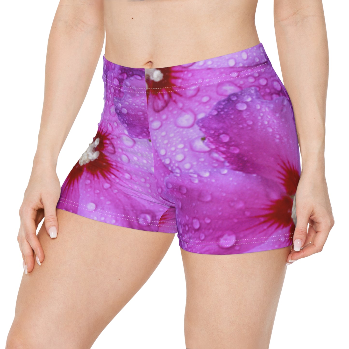 Yoga Sexy Boy Shorts: Brilliant Purple and Red Hibiscus Syriacus L.