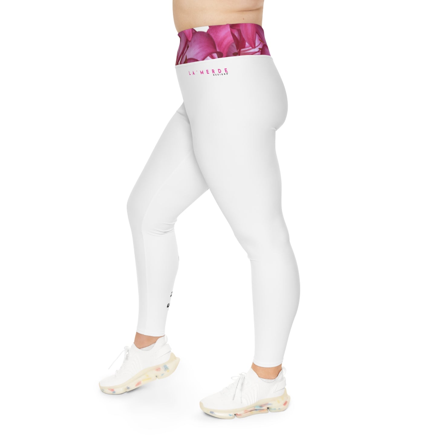 Plus Size Workout Leggins: Pink and White Logo