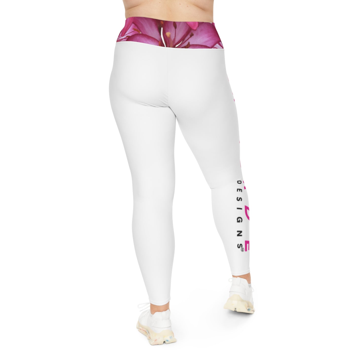 Plus Size Workout Leggins: Pink and White Logo