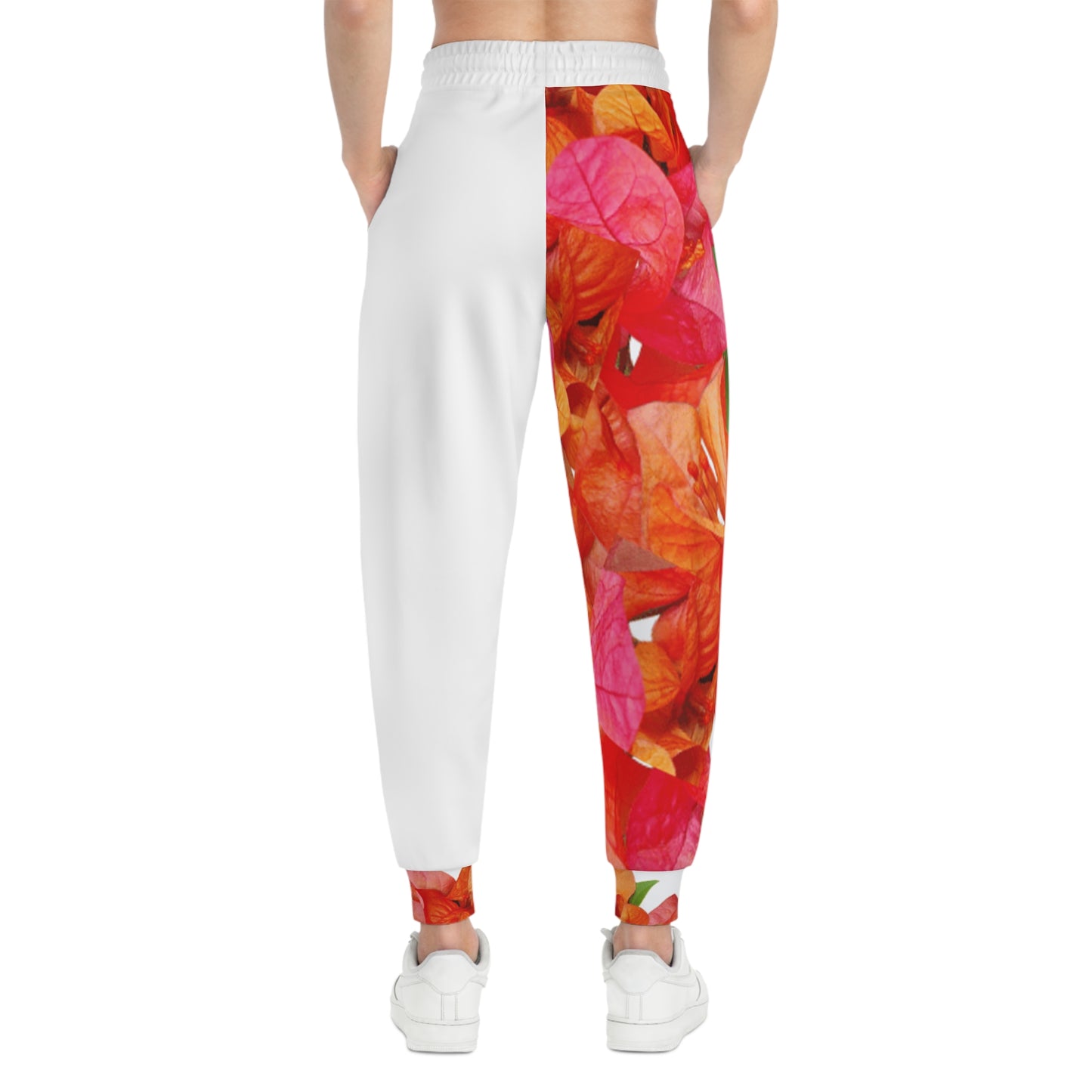 Unisex Athletic Fit Jogging Pants: Brilliant Red, Pink & Orange Bougainvillea