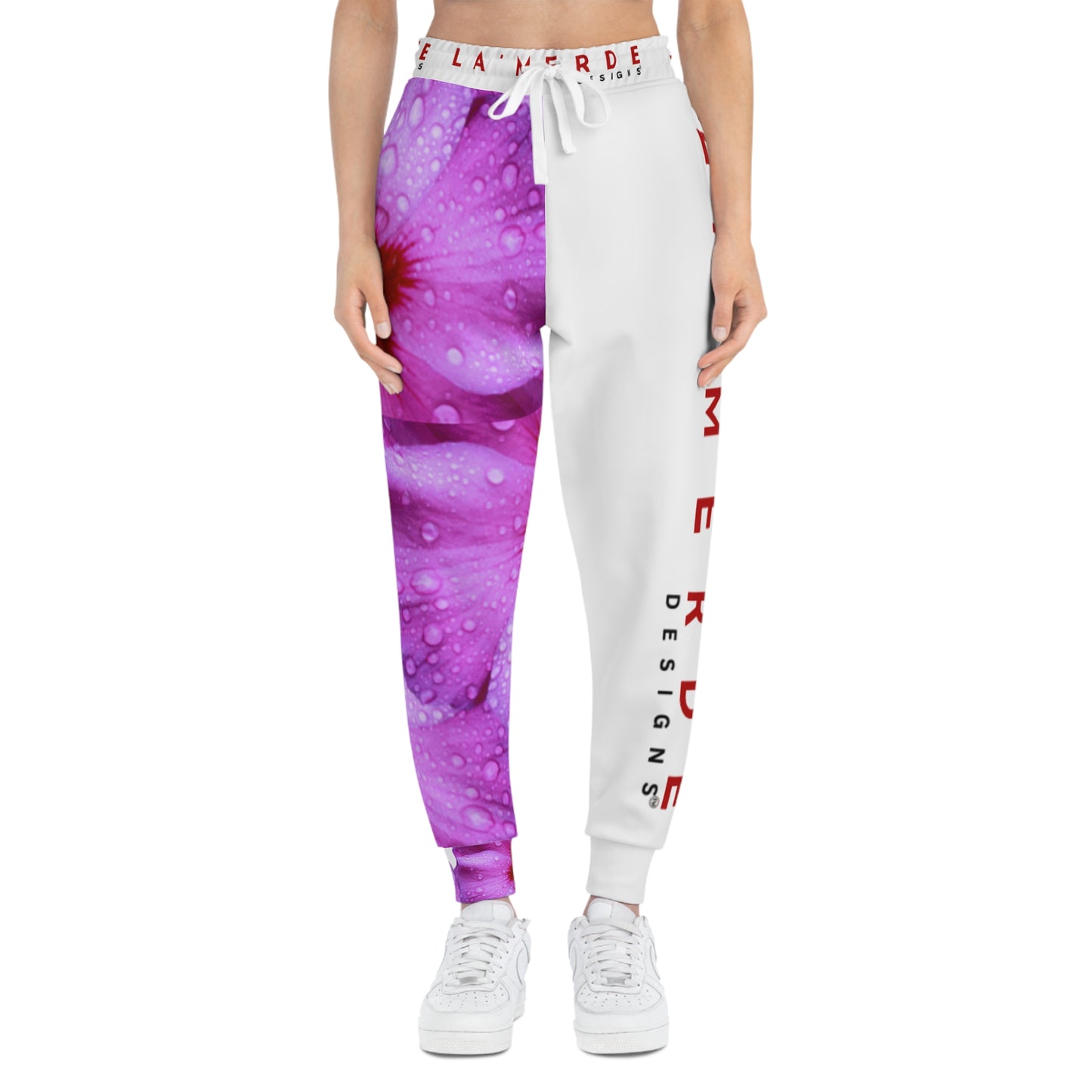 Unisex Athletic Fit Jogging Pants: Purple and Red Hibiscus Syriacus