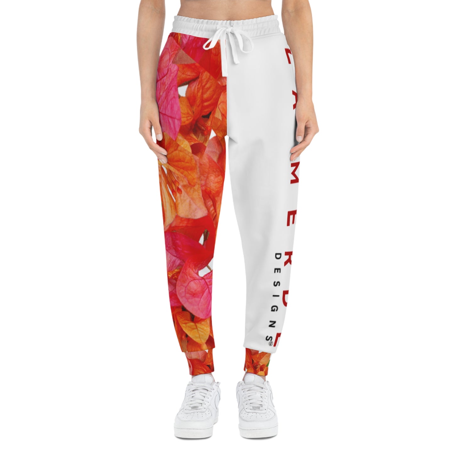 Unisex Athletic Fit Jogging Pants: Brilliant Red, Pink & Orange Bougainvillea