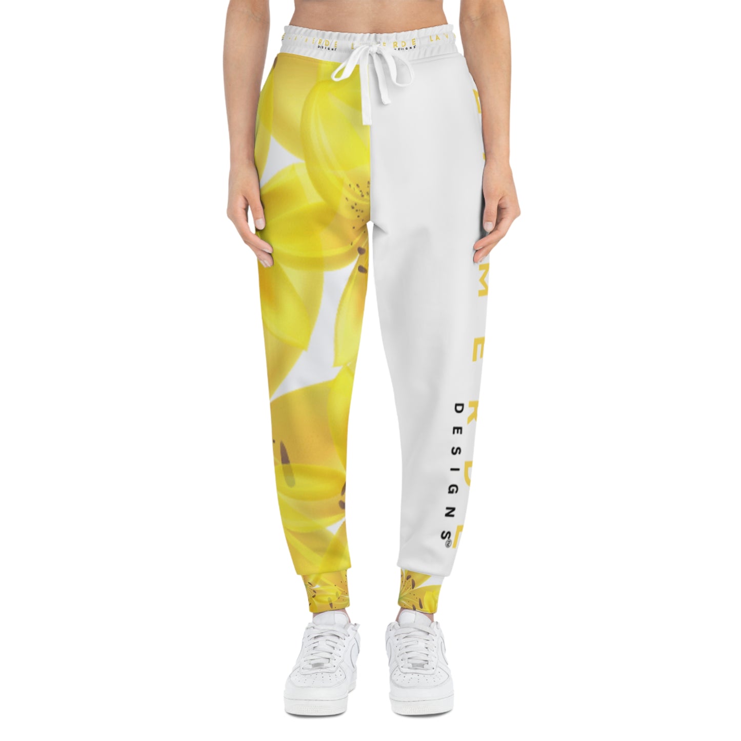 Unisex Athletic Fit Jogging Pants: Watercolor Yellow Lilium Lily