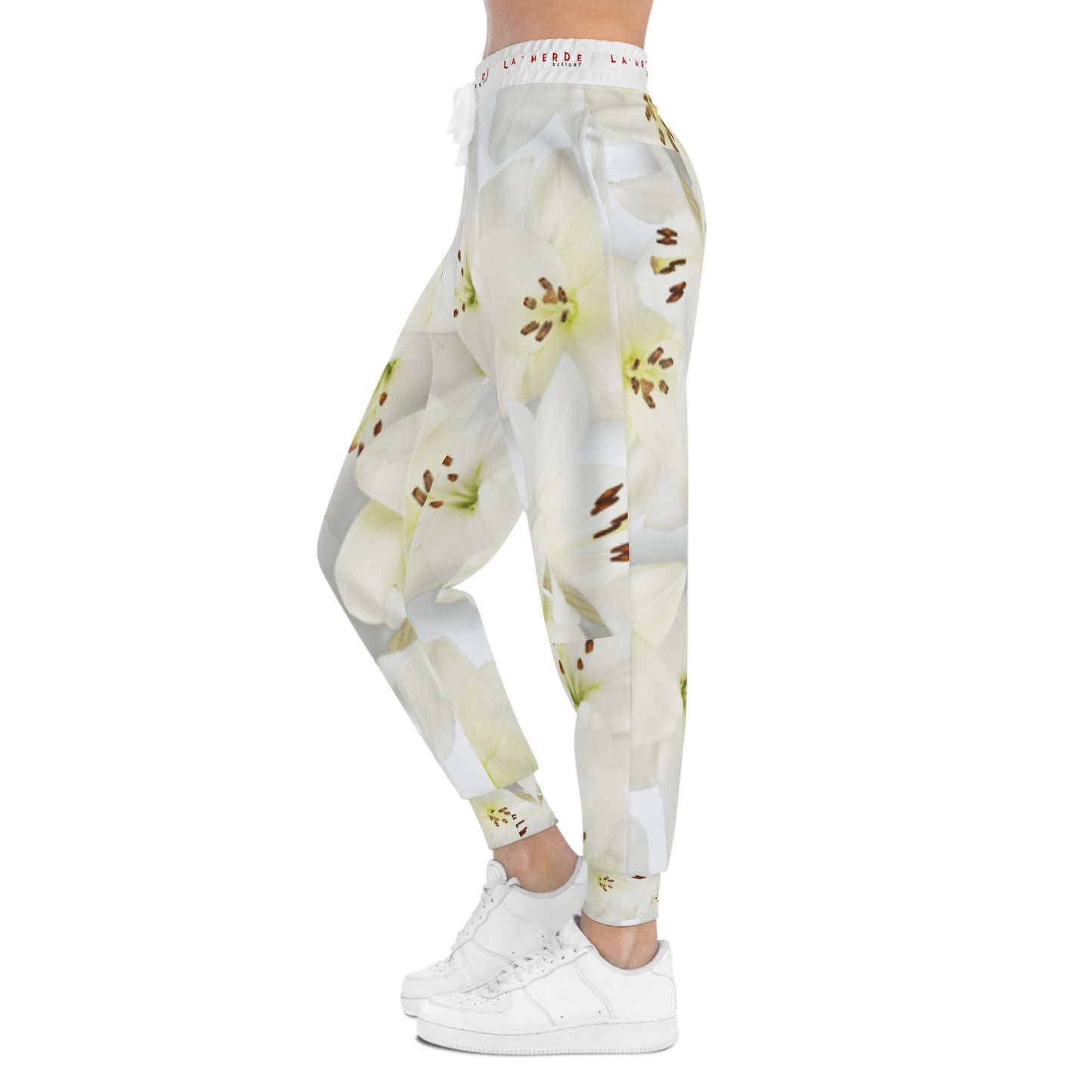 Unisex Athletic Fit Jogging Plants: Watercolor White Day Lily