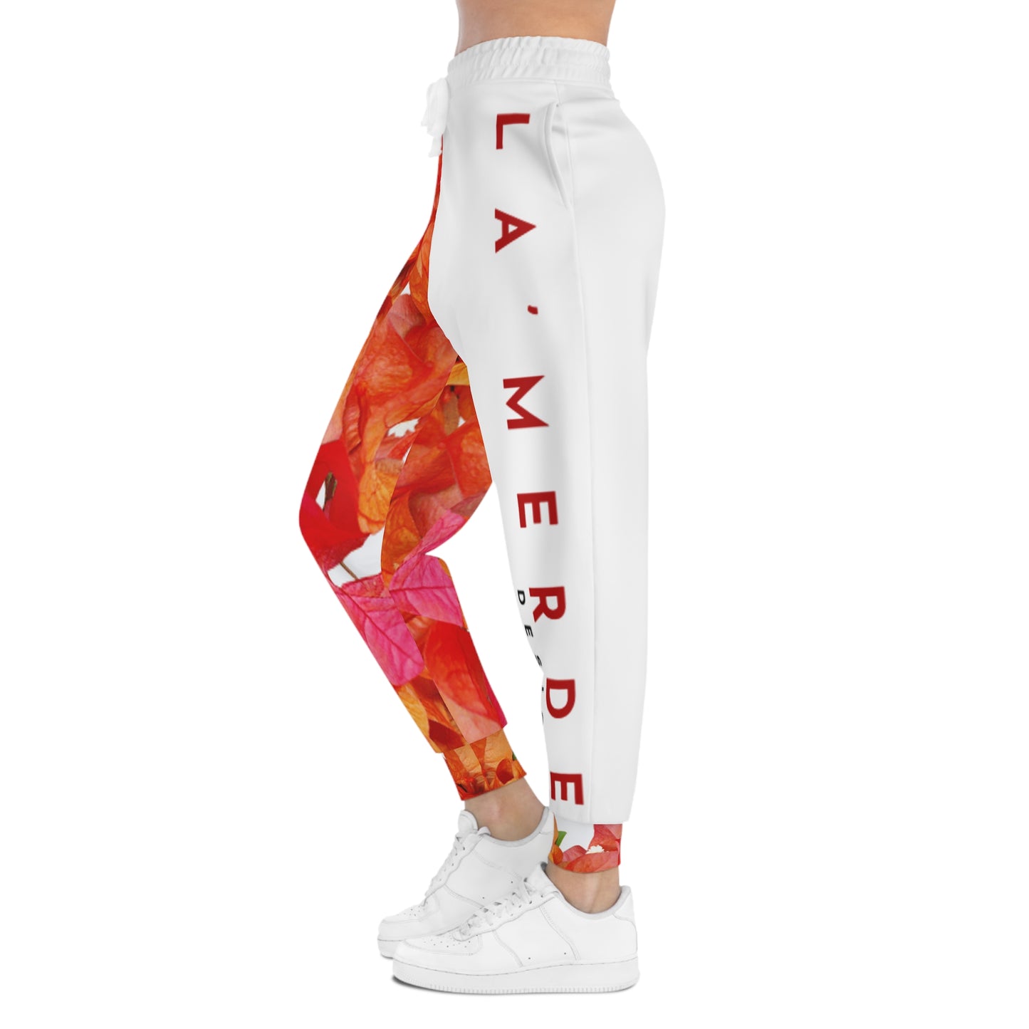 Unisex Athletic Fit Jogging Pants: Brilliant Red, Pink & Orange Bougainvillea