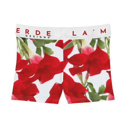 Yoga Sexy Boy Shorts: Brilliant Red Tropical Hibiscus