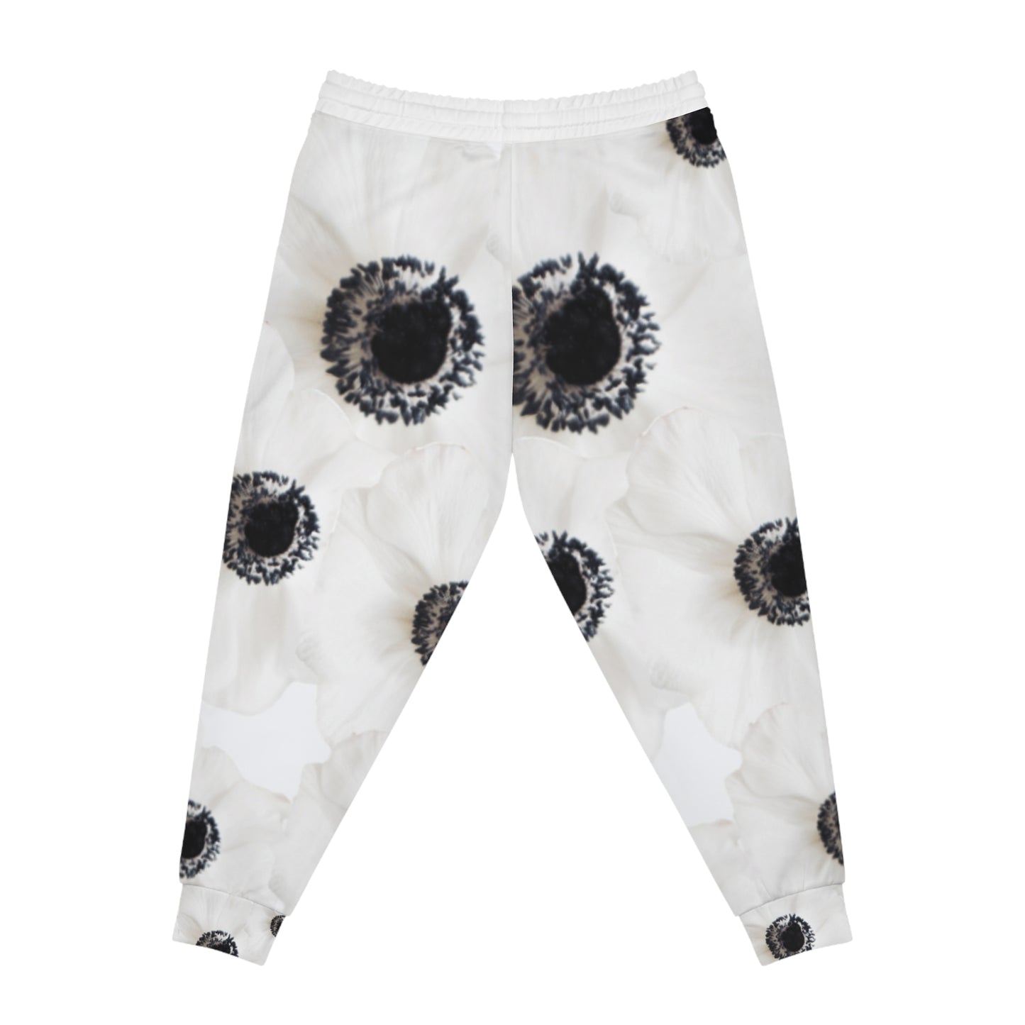 Unisex Athletic Fit Jogging Pants: Watercolor Black and White Anemone Carmel