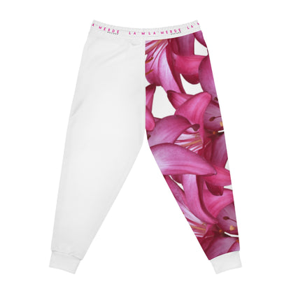 Unisex Athletic Fit Jogging Pants: Watercolor Pink Lily
