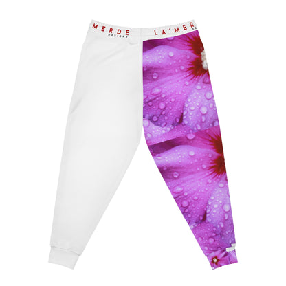 Unisex Athletic Fit Jogging Pants: Purple and Red Hibiscus Syriacus