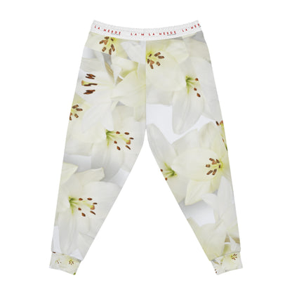 Unisex Athletic Fit Jogging Plants: Watercolor White Day Lily