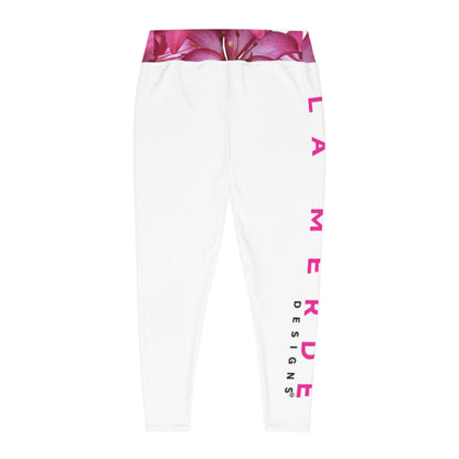 Plus Size Workout Leggins: Pink and White Logo
