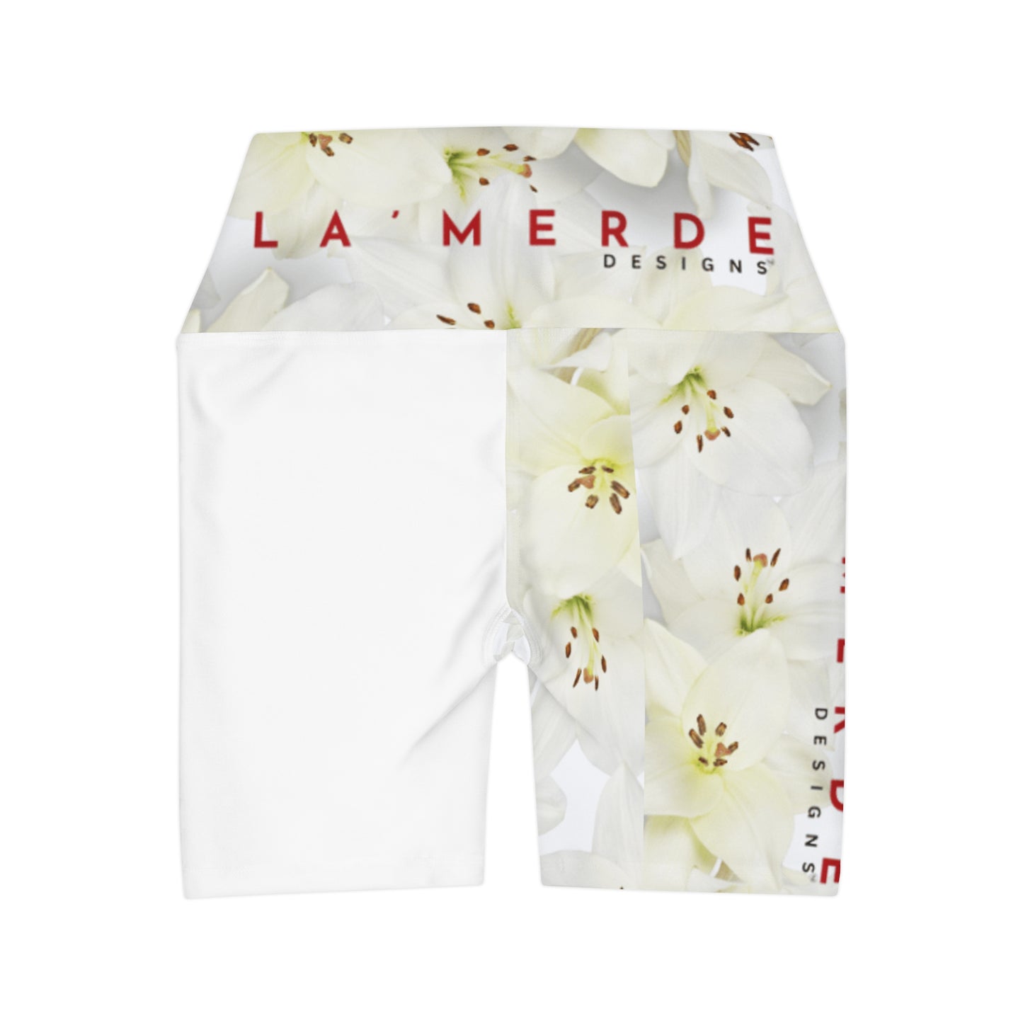 Workout Yoga Shorts: Watercolor White Day Lily