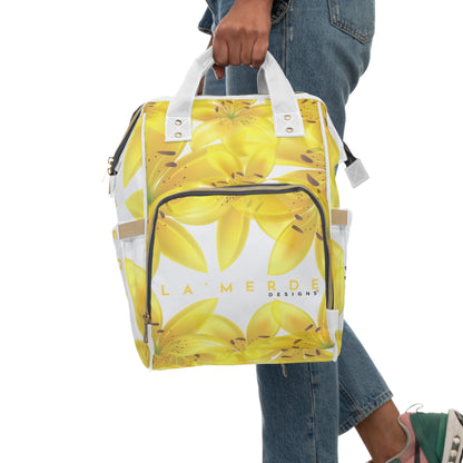 Multifunctional Backpack: Watercolor Yellow Lilium Lilly